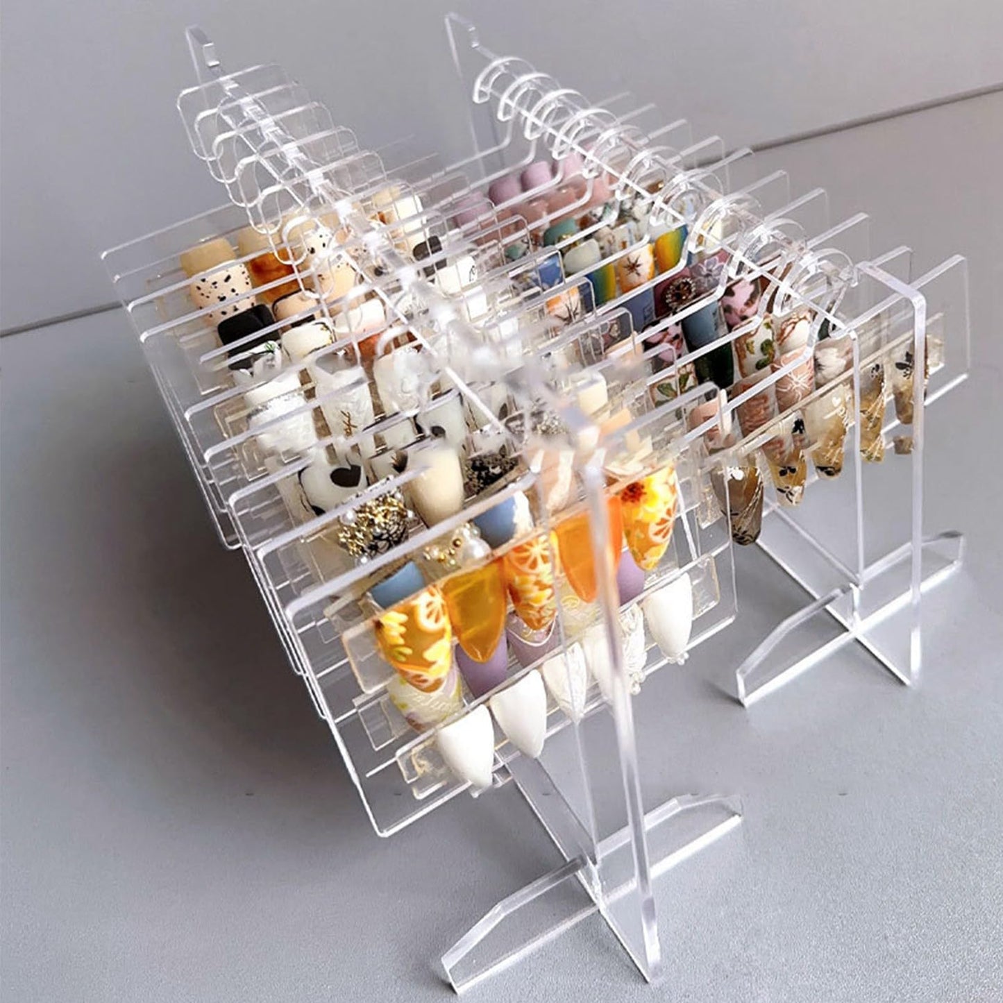 ZJchao Acrylic Nail Hanger Display Stand 10pcs Hangers Multi-Functional Desktop Organizer Portable Transparent Nail Sample Display Stand for Nail Technicians Large Size