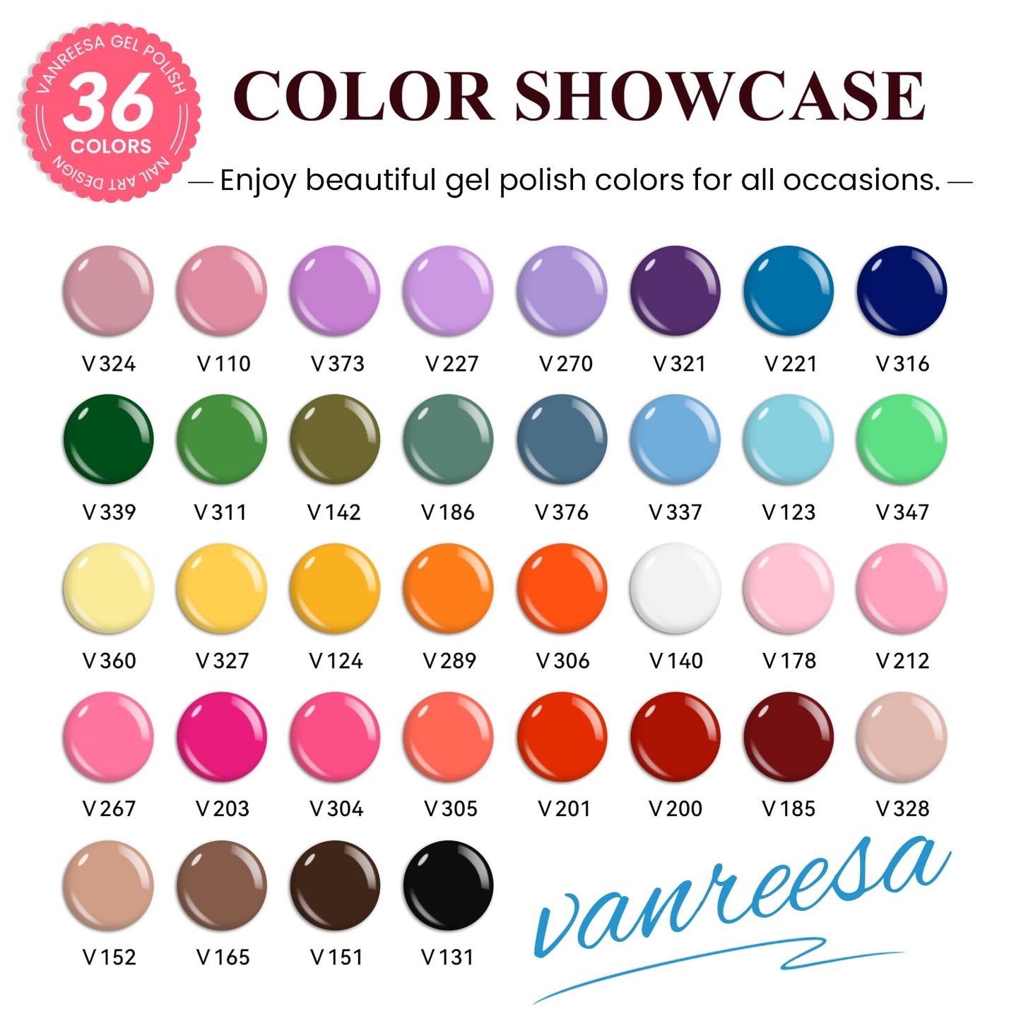 VANREESA Gel Nail Polish Kit with U V Light 53 Pcs Gel Polish Nail Set 36 Popular Colors Nail Polish Set + Base and 4 Effects Top Coat with Manicure Tools Complete Nail Kit Gifts for Women Girls