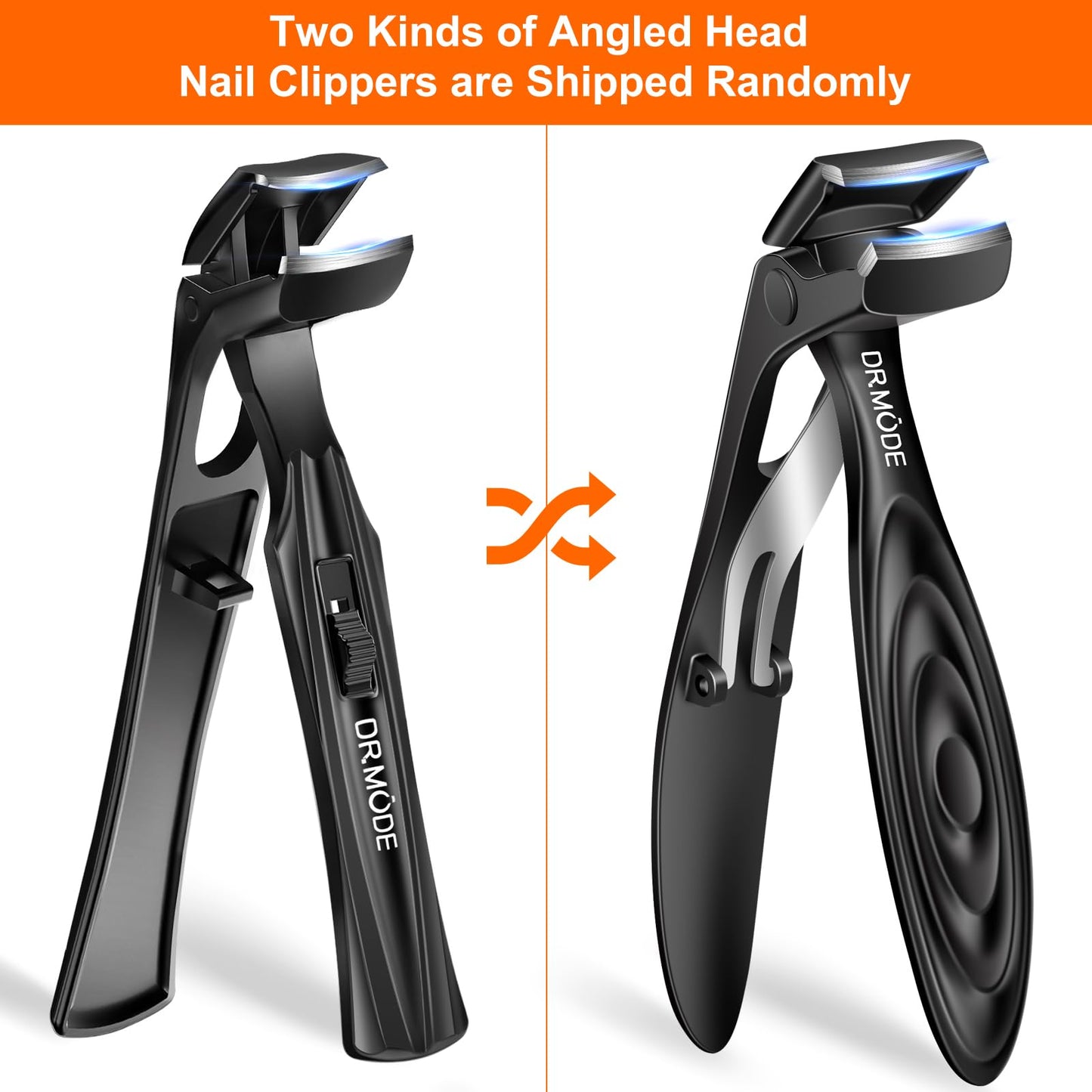 Toenail Clippers for Thick Toenails for Seniors, Angled Head Long Handled Toe Nail Clippers for Men with Wide Jaw Opening, Heavy Duty Large Finger Nail Clippers Adult Cutter with Catcher, Black