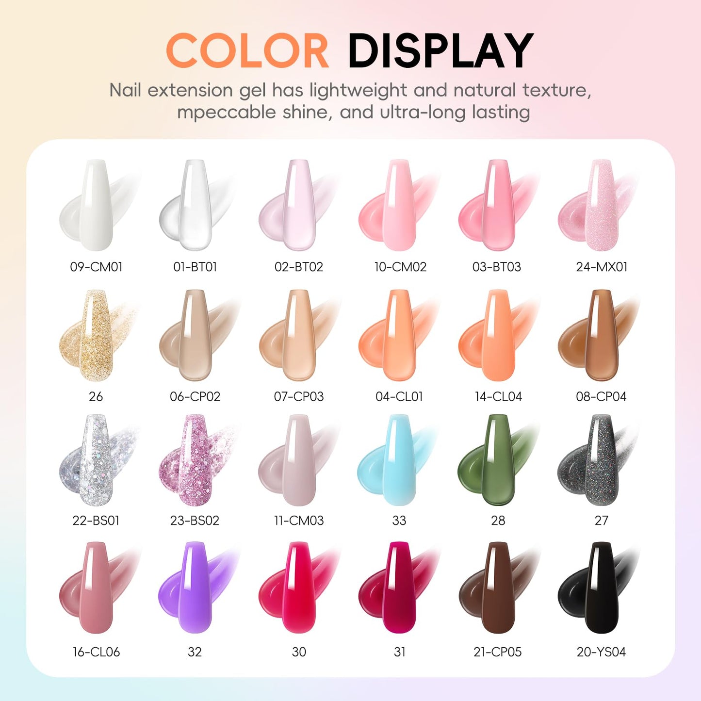 PEACECOLOR 52Pcs Poly Nail Gel Kit with Drill and U V Light 24 Colors Poly Nail Extension Gel with Cat Eye Nail Polish Glossy Matte Top Coat Nail Rhinestones Starter Kit Home Salon DIY Gifts for Women