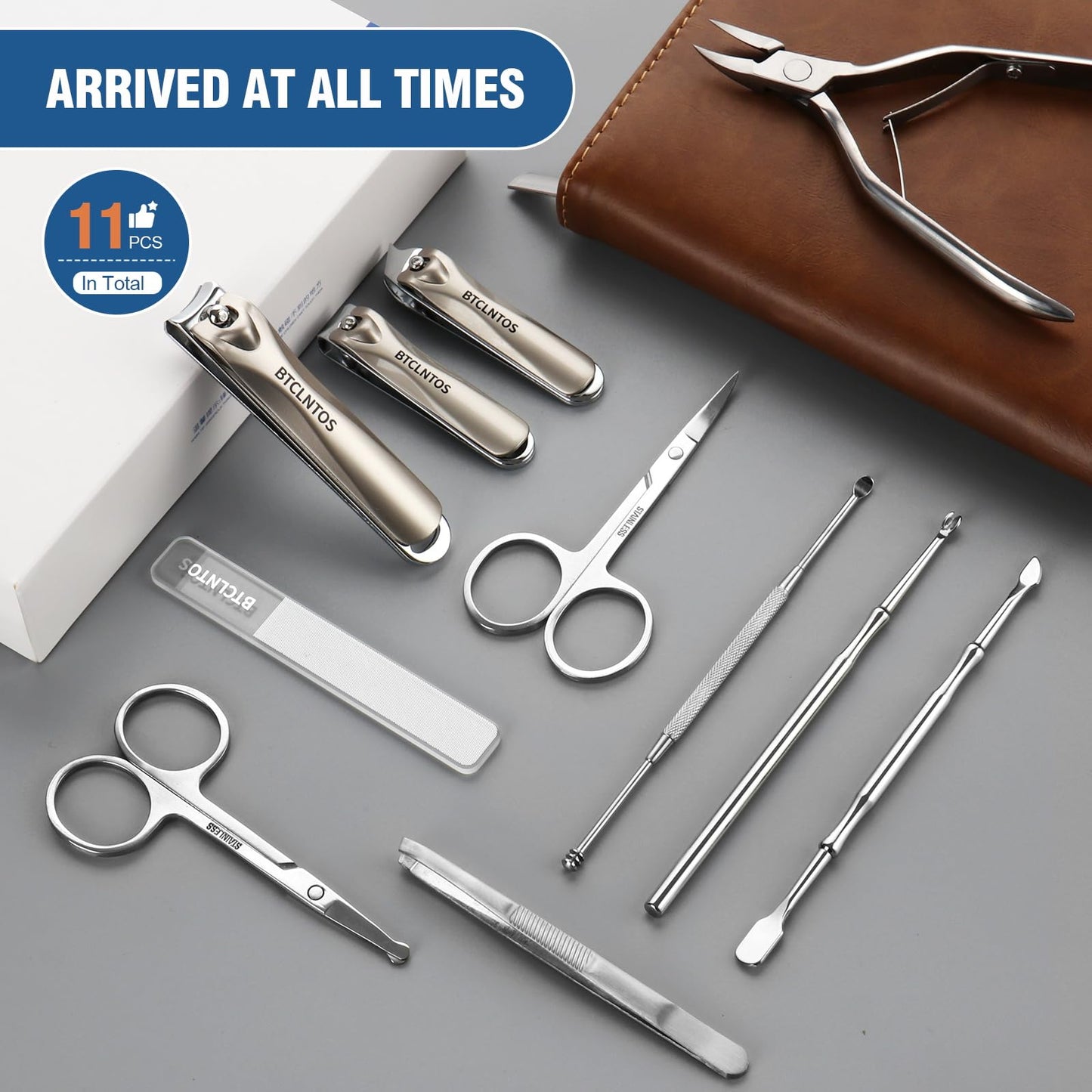 Duo La Me Stainless Steel Nail Clippers Toenail ingrown Clipper Set 15in 1 Pedicure Personal Care Tool Thick toenail Nail File Foot File Cuticle Remover-Heel Scraper and Foot Scrub Cuticle Remover