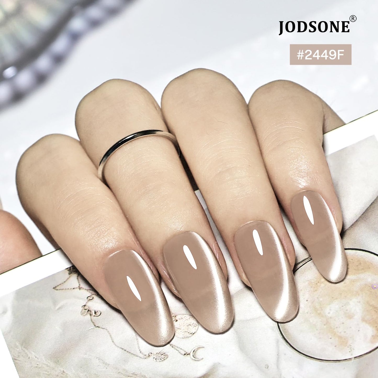 JODSONE Cat Eye Gel Nail Polish Set Red Brown Collection 6 Colors for Holographic Glitter Cat Eye with Magnet Gift for Girls at Home Salon Design