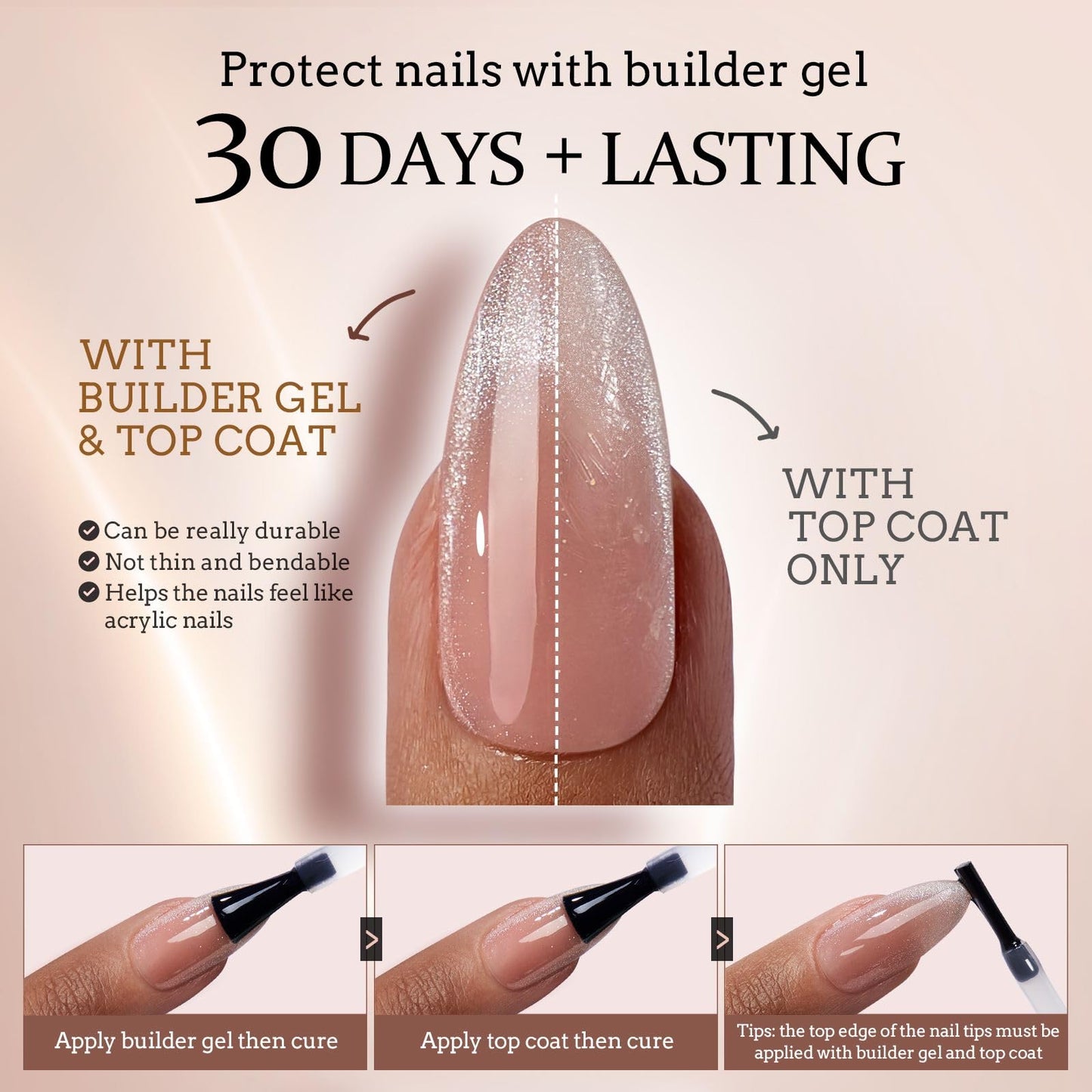 BTArtboxnails XCOATTIPS Press on Nails - Cat Eye French Tip Nails Long Square Nail Tips, Soft Gel False Nail, Soak Off Acrylic Fake Nails Extensions