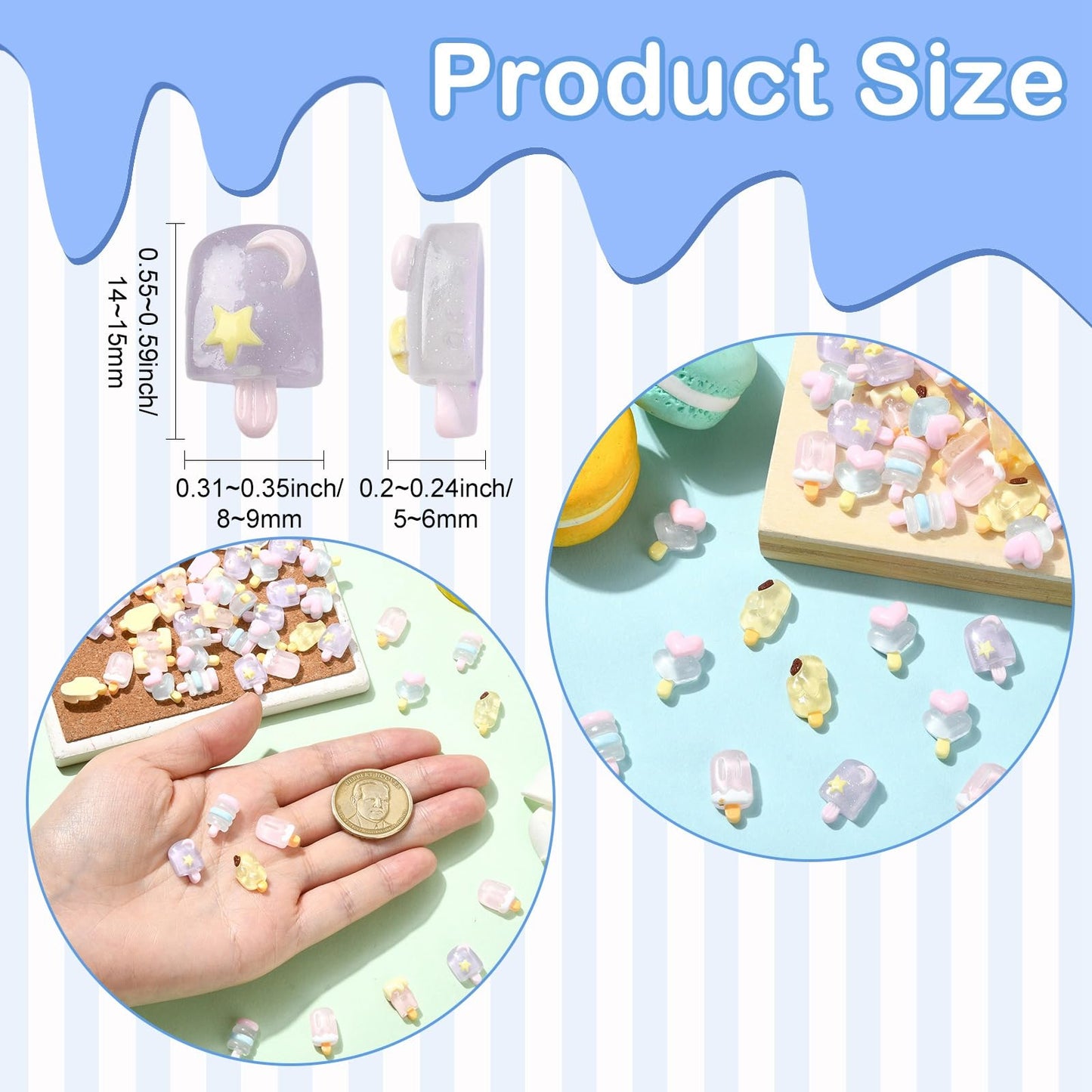 Gythara Luminous Ice Cream Resin Cabochons, Sweet Dessert Food Nail Flatback Charms for DIY Jewelry, Embellishment, Phone, Art, Craft Accessories, Nail Decor, 100 pcs