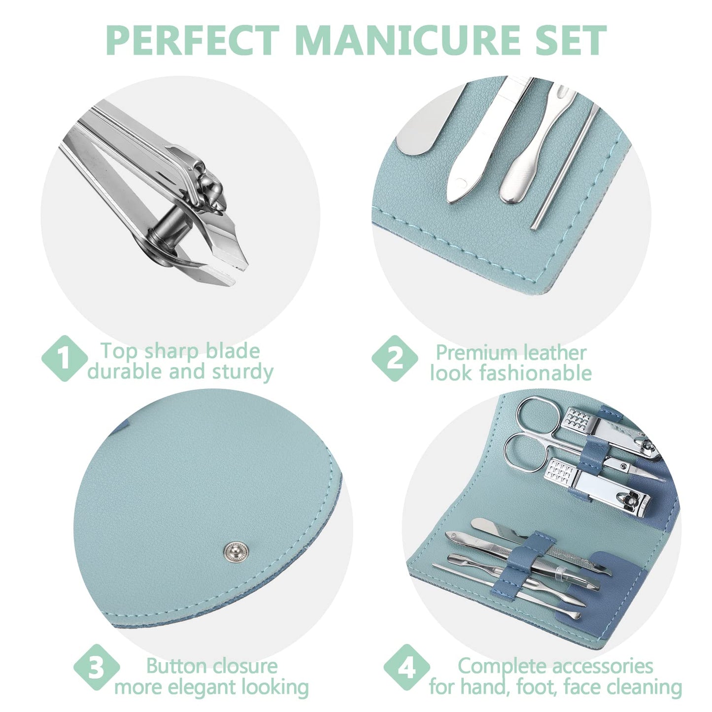 Lanties 12 Set Manicure Set Bulk Mini Manicure Nail Clipper Kit 7 in 1 Stainless Steel Professional Nail Care Pedicure with Travel Portable Bag Grooming Kits for Women Men Home(Multi Color)
