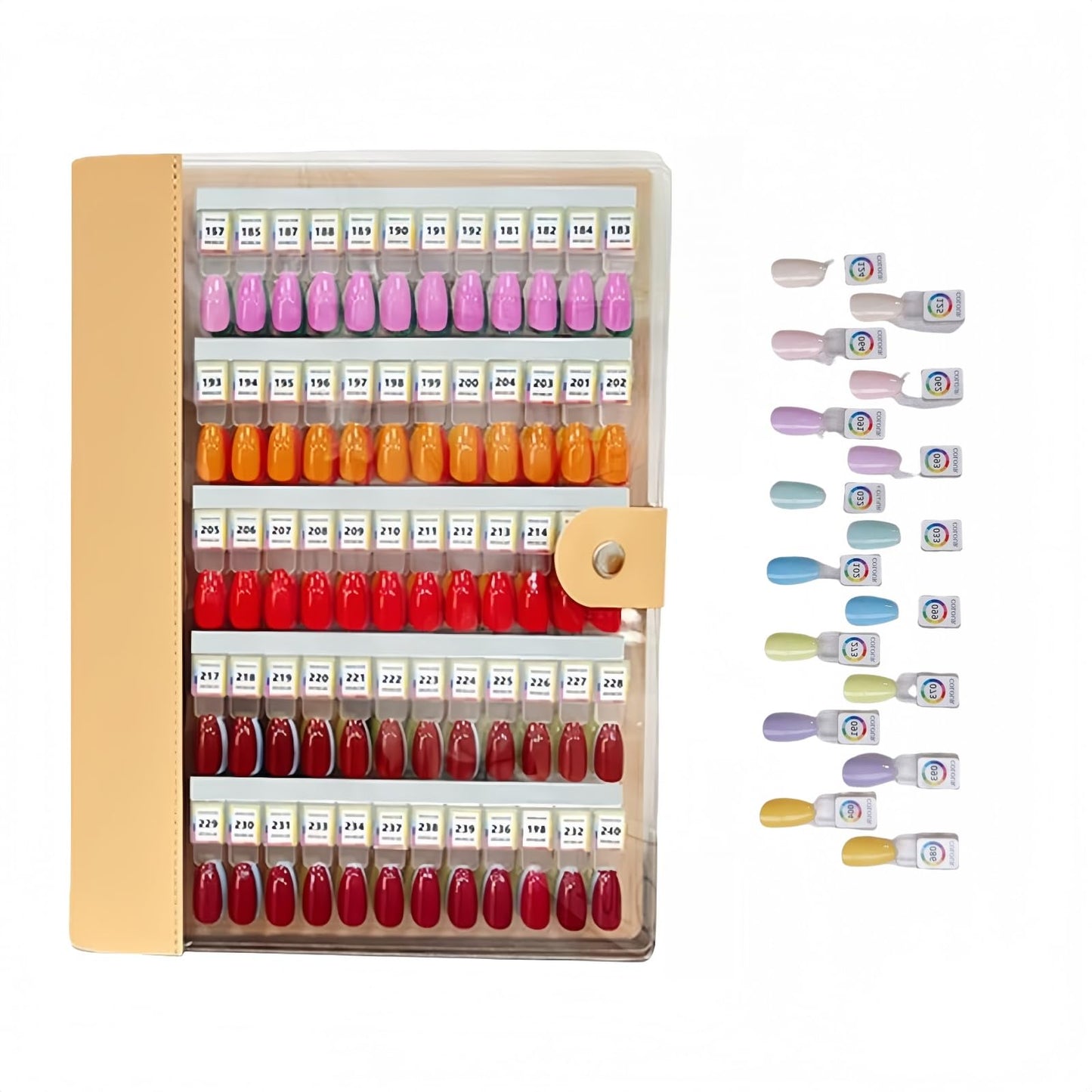 Magnetic Nail Swatches Book, 120/240 Nail Polish Colors Display Book, Special Swatches Display Board, Wear-resistant Nail Storage Album, Nail Art Palette (Orange 240pcs)