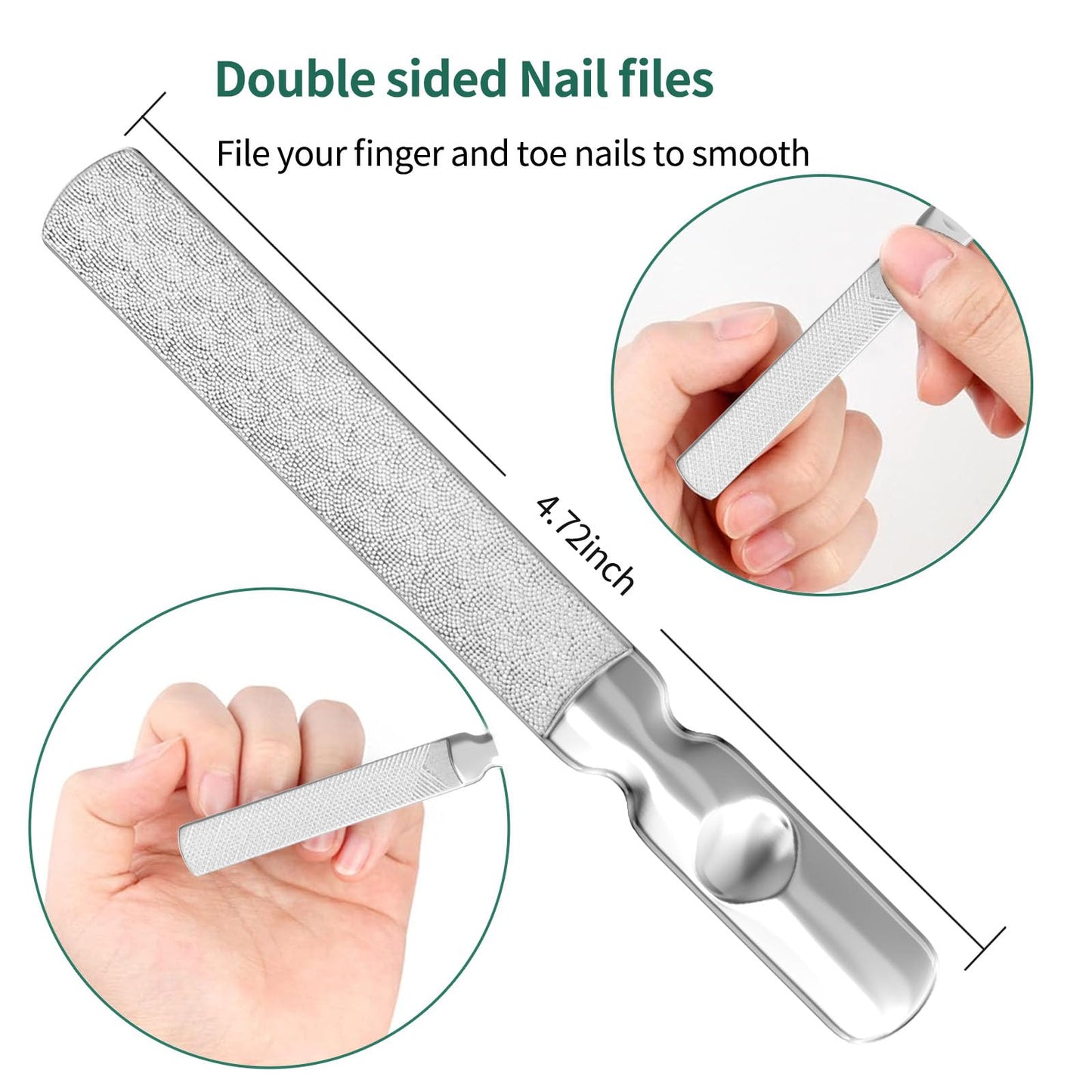 Glamne 5-in-1 Toenail Clippers for Seniors with Thick & Ingrown Nails – Professional Pedicure Kit with Long Handle Nail Cutter, Slanted Curved Blade, Nail File & Lifter – Gift Set with Leather Case