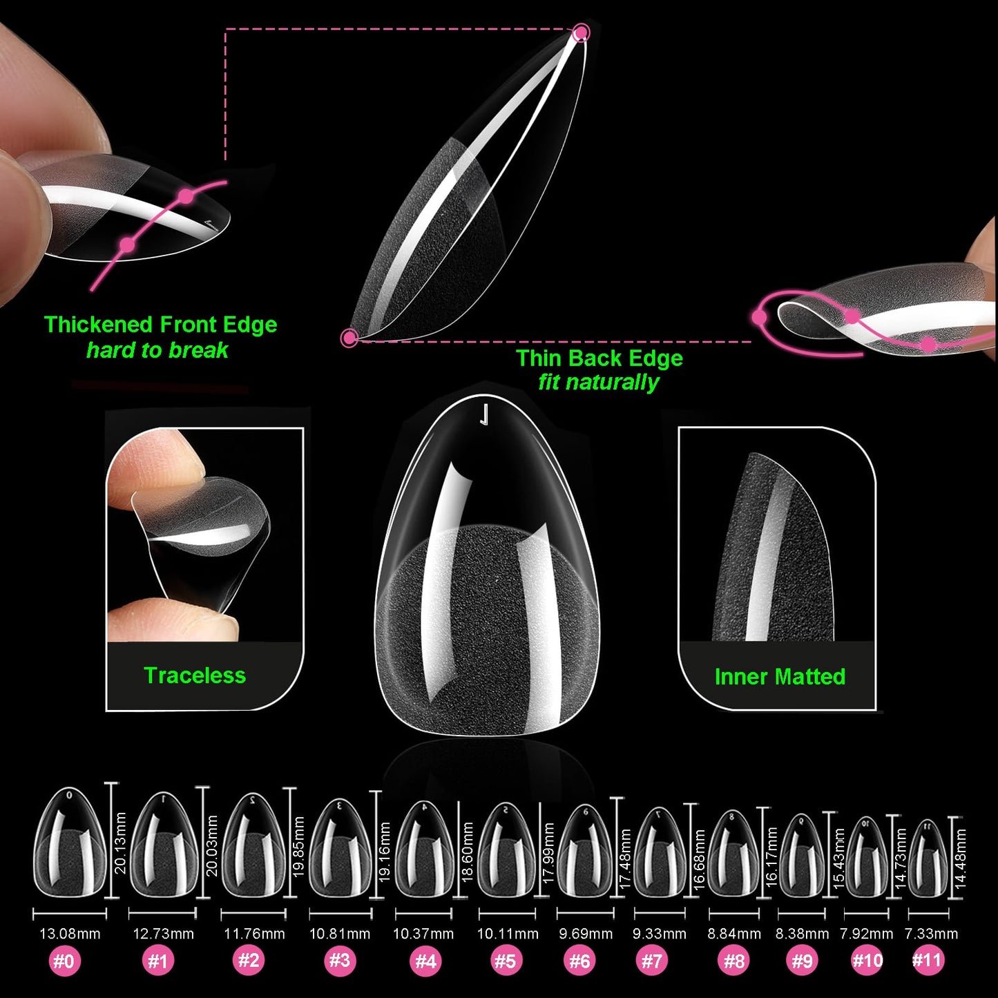 Gel x Nail Kit Almond Shape, 552 Pcs Short Almond Nail Tips with U V Lamp, 5 in 1 UV Glue Press on Easy Extension set, Acrylic False Tips Kit DIY Manicure Art Gifts for Women