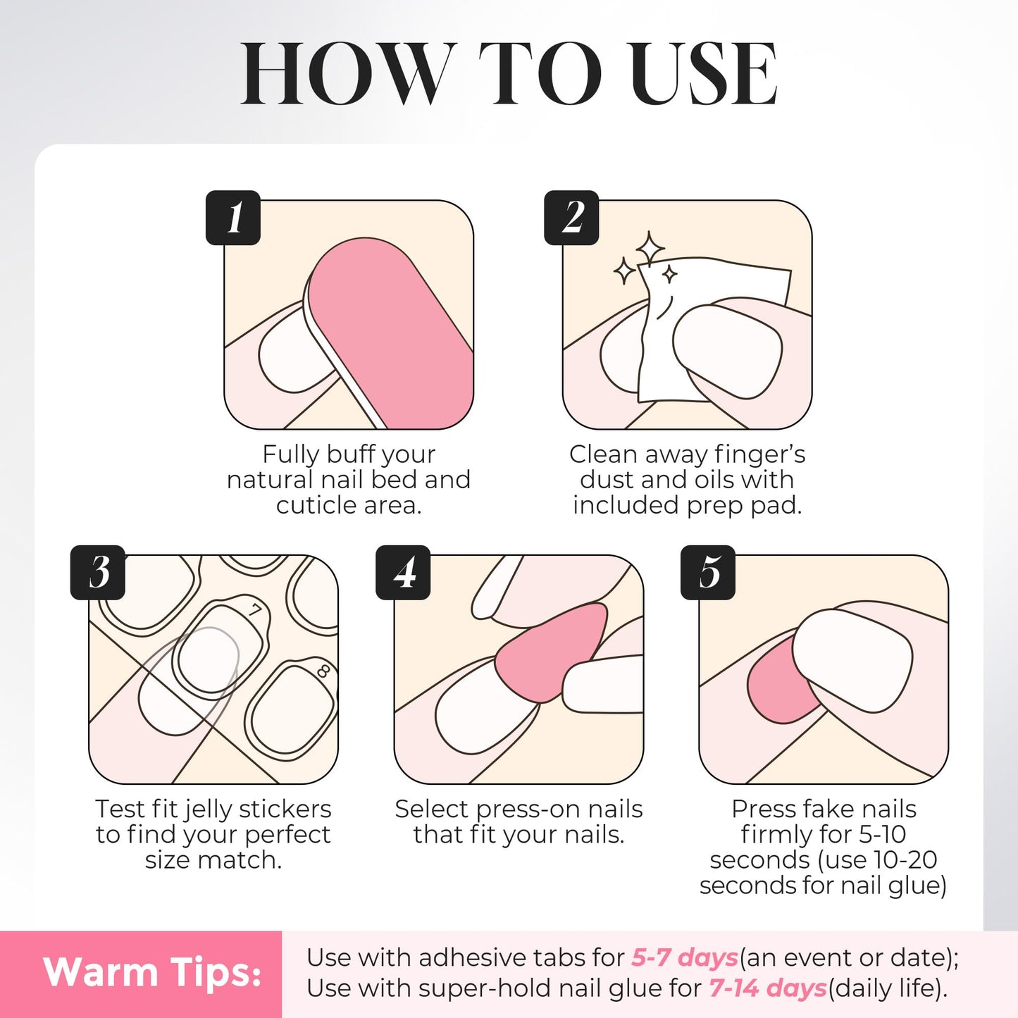 UNA GELLA Short Round Press on Nails - 32Pcs 16 Sizes Oval Nude Pink Fake Nails, Glossy Reusable Glue on Nails for Women, Durable Natural False Nails Kit for Small or Wide Nail Beds