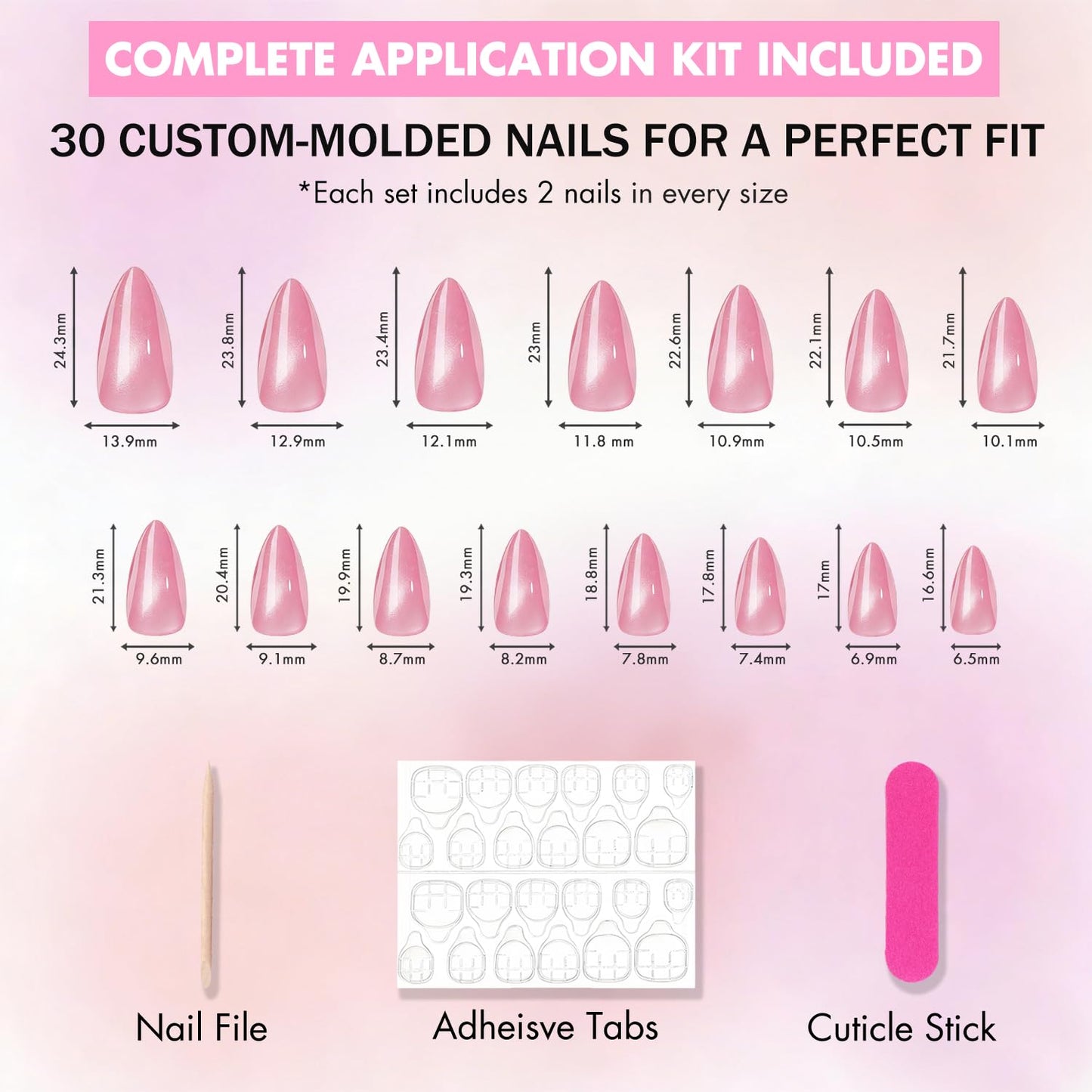 KQueenest Cat Eye Press On Nails Short Almond - Light Brown Press On Nails Short Stiletto, 32 Pcs 16 Sizes Glitter Fake Nails Press ons, Upgrade Thick Quality, Reusable Bling Glue on Nail for Women