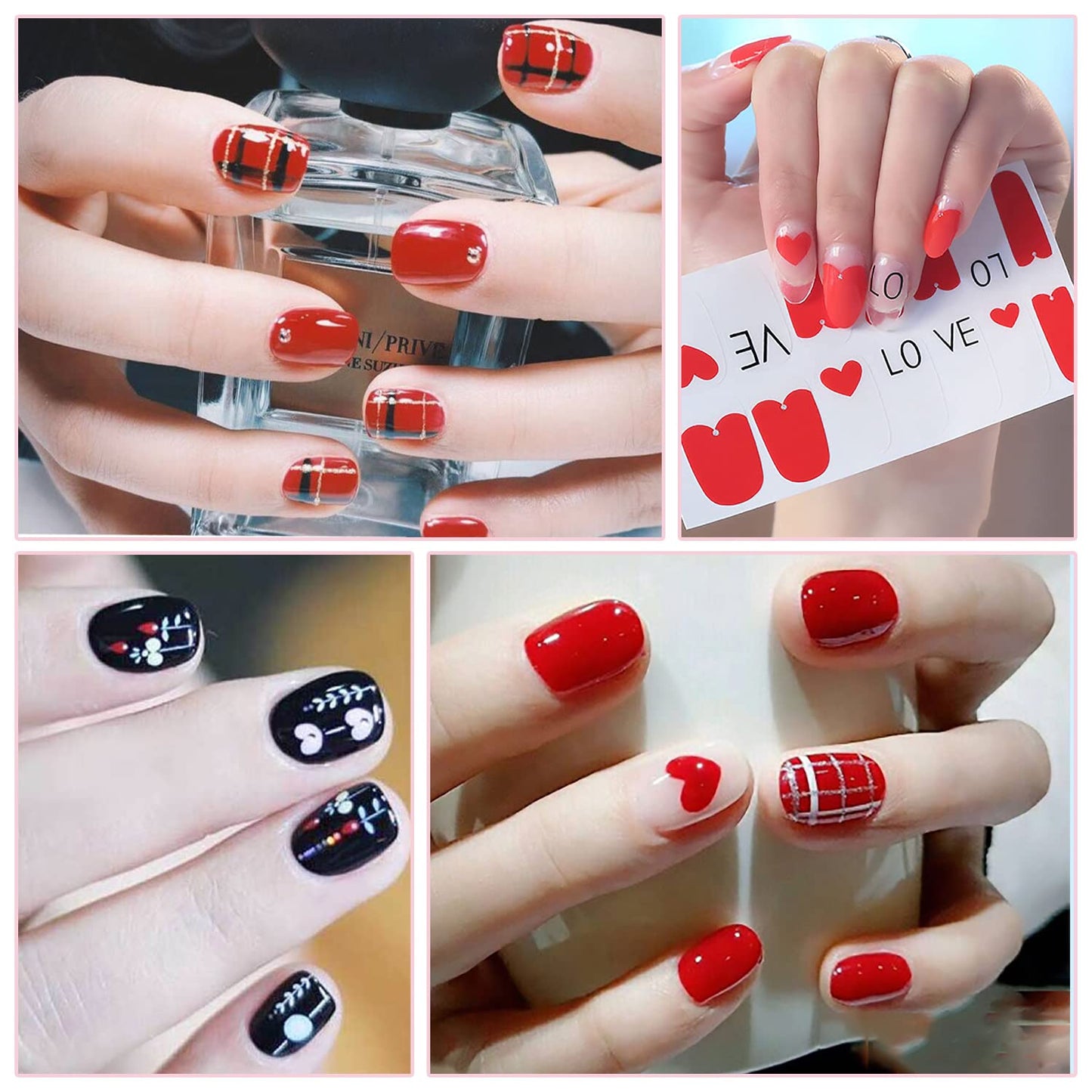 DANNEASY 24 Sheets Valentine's Day Nail Wraps for Women Stick On Nail Polish Strips Gel Nail Strips Self Adhesive Nail Polish Stickers Nail Sticker for Nail Art with Nail File, Cuticle Stick