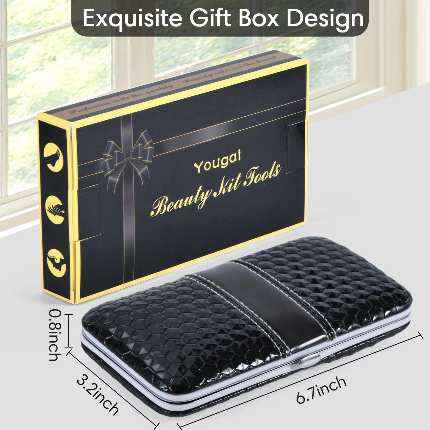 Yougai Nail Clippers Set - 18 Pcs Professional Manicure Pedicure Kit for Men Women, Stainless Steel Fingernail Toenail Clippers Cutters, Nail Care Grooming Tools with Leather Travel Case