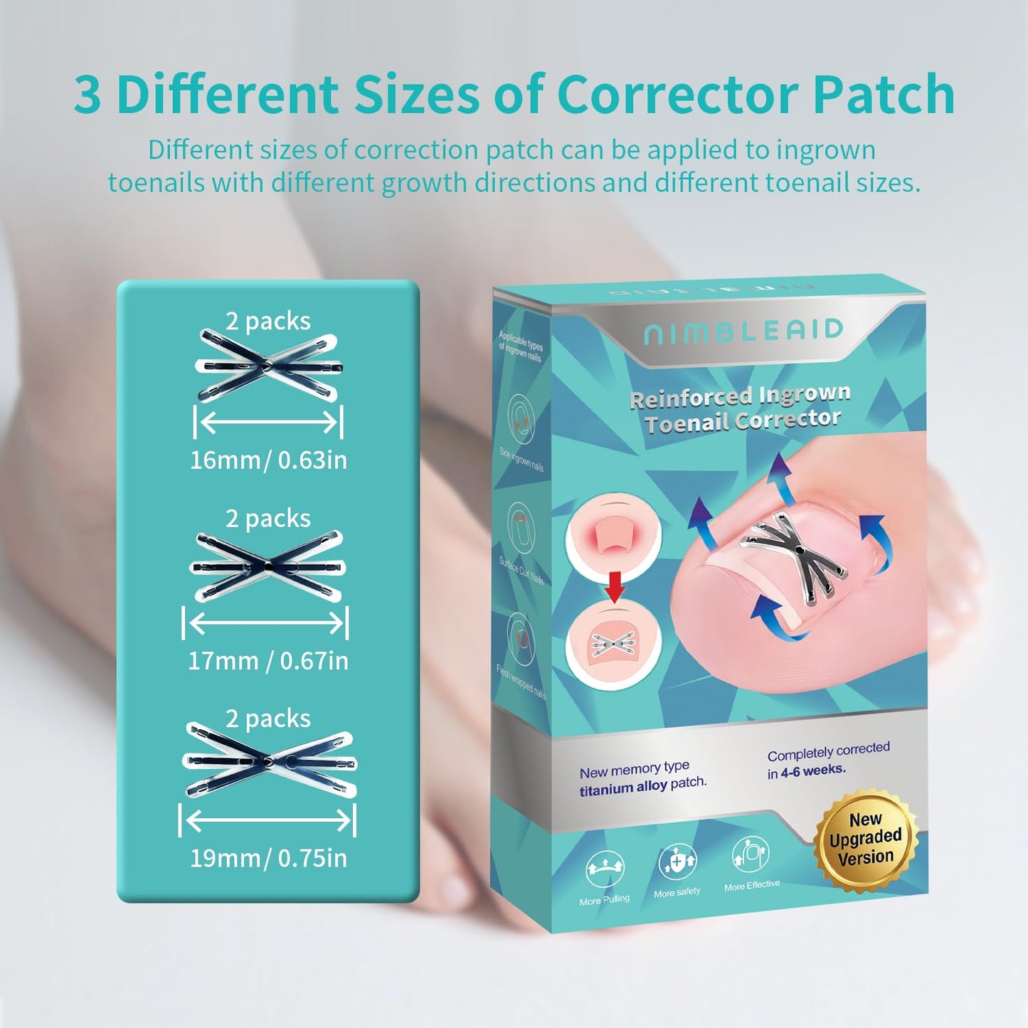 Upgraded Titanium Alloy Ingrown Toenail Corrector with Upgraded 6-Angle Shape,3x Stronger Pull Force,Ingrown Toenail Removal Kit, Ingrown Toenail Treatment for Women and Man