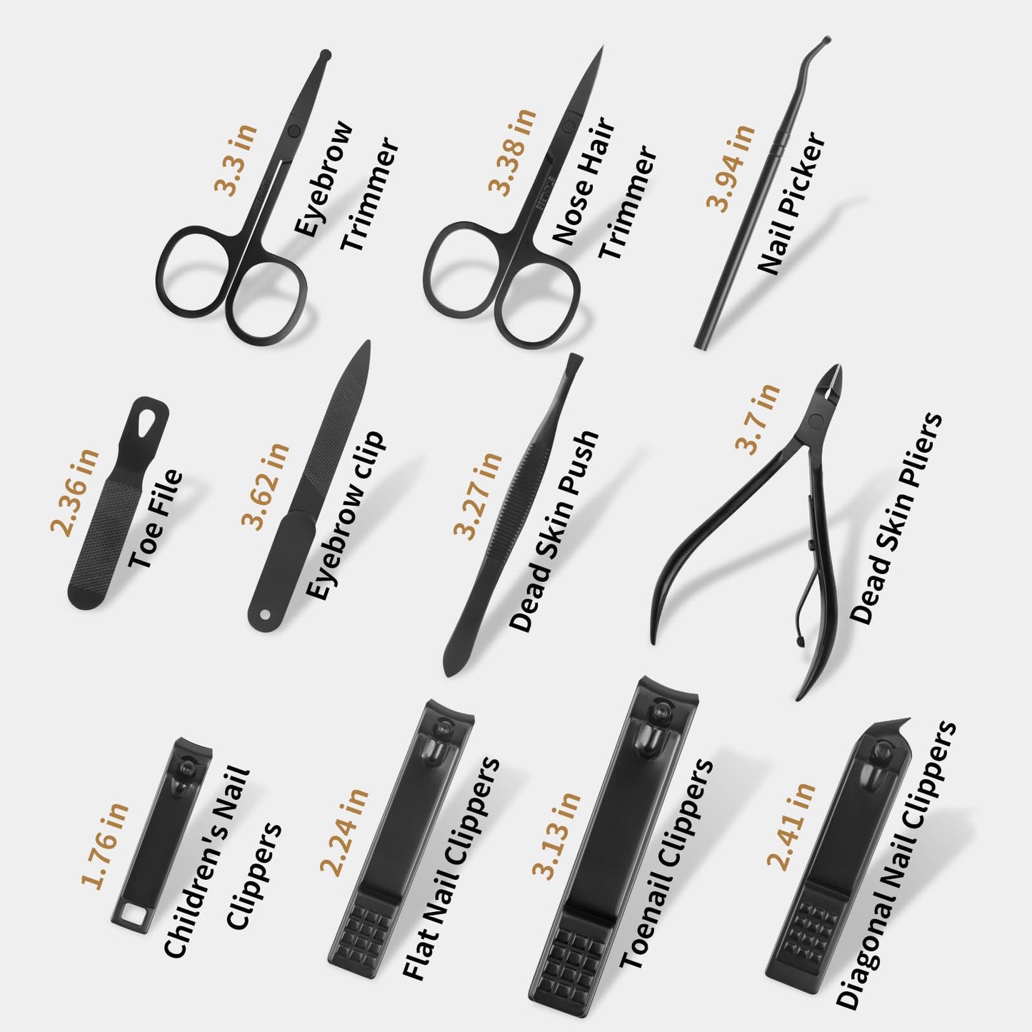 MINKINH Manicure Set Professional Nail Clipper Kit-26 Pieces Stainless Steel Manicure Kit,Nail Care Tools with Luxurious Travel Case Nail Grooming Kit Present for Men Husband Boyfriend Parent (Black)