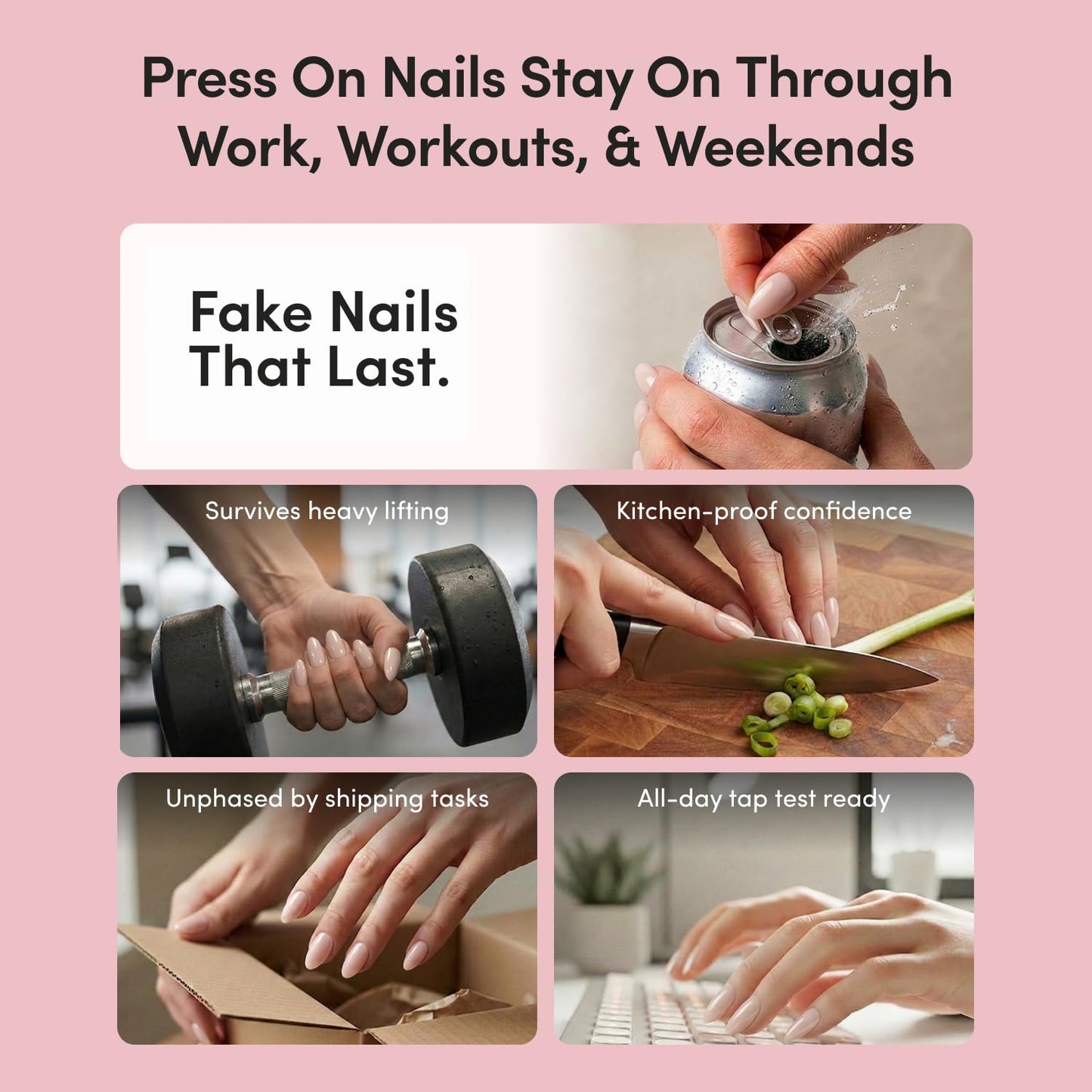 Glamnetic Press On Nails - Medium Coffin Fake Nails with Blue & White French Tips | Salon Quality Vacation Nails | Tuscan Twist | 15 Sizes - 30 Nail Kit with Glue