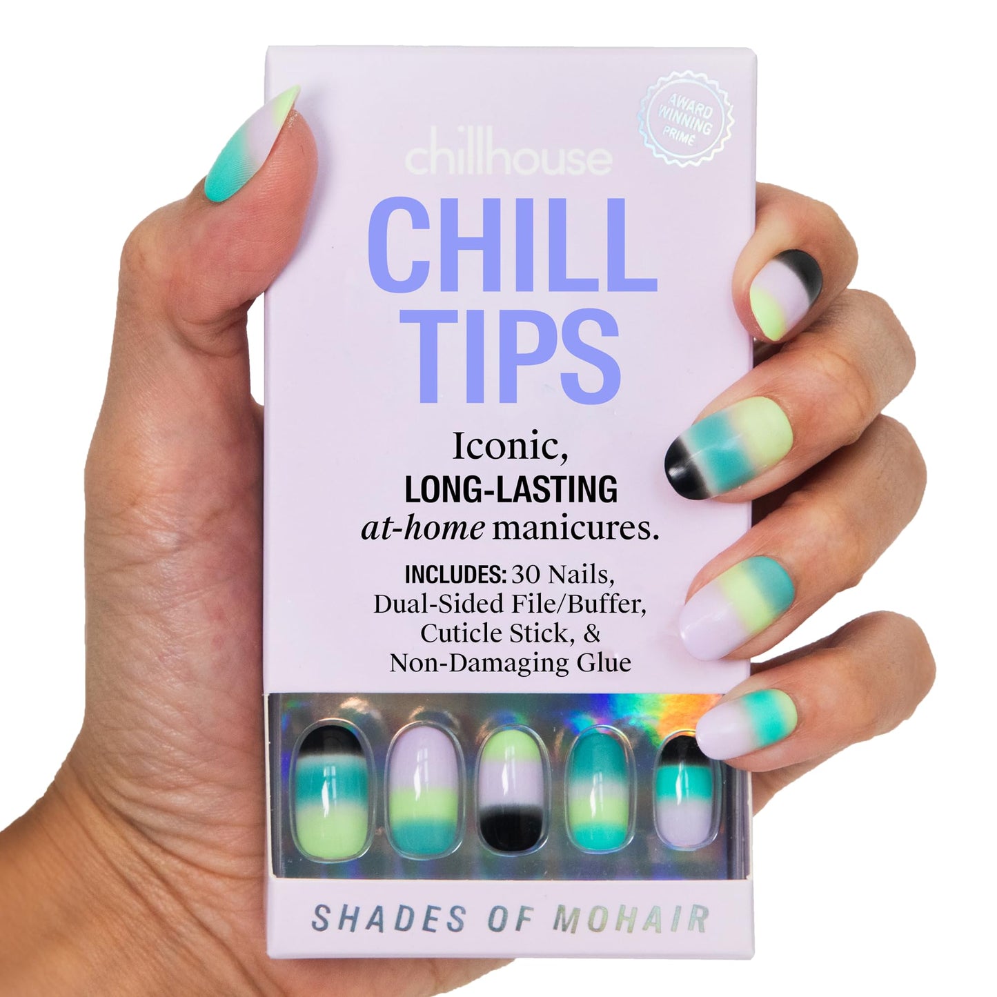 Chillhouse - Chill Tips, Press on Nails Kit - Shades of Mohair (Oval) - 24 Nail Shapes & Sizes - Up to 2 Weeks of Wear - Customizable Fit - Reusable - Latina Founded & Women Owned - Beauty & Self Care