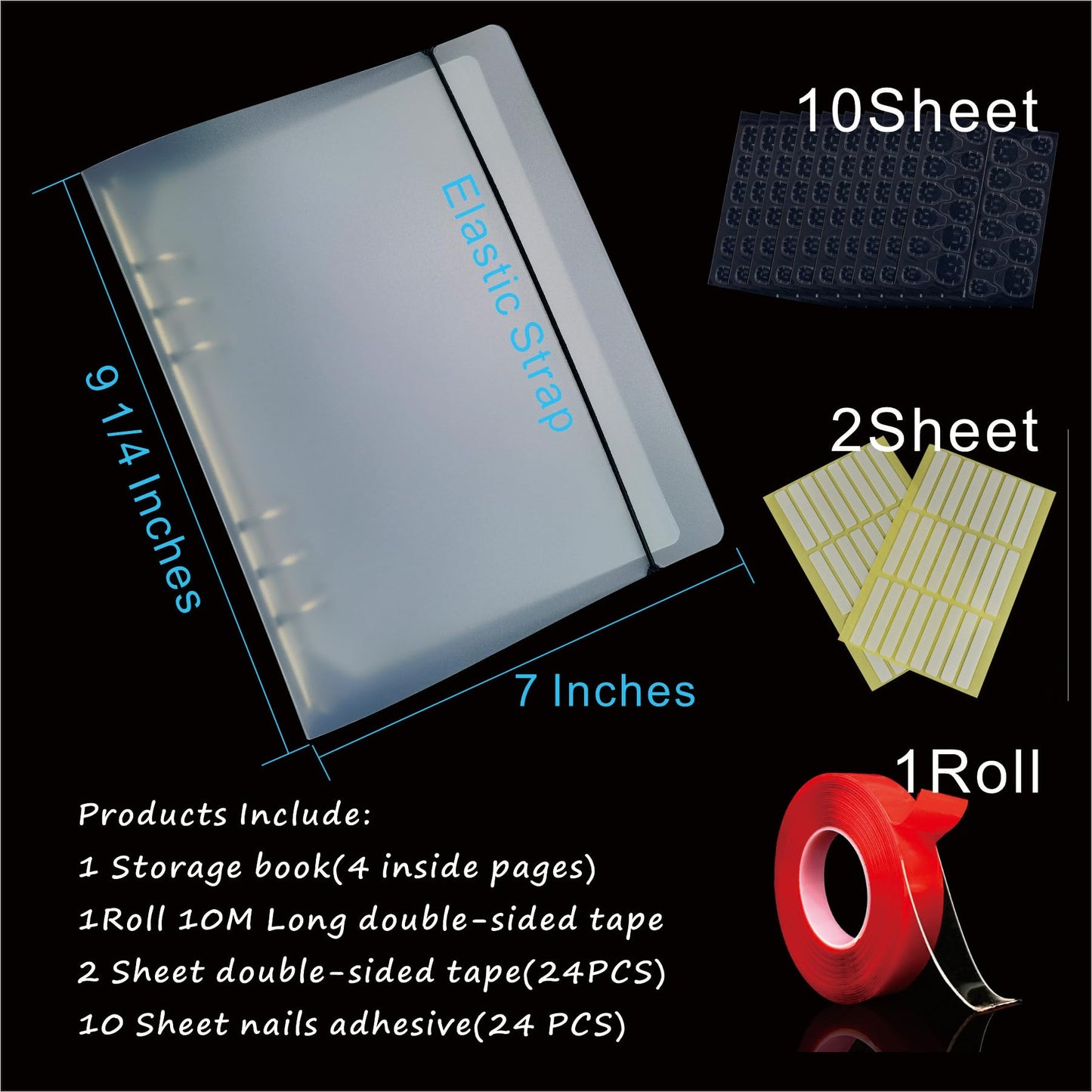 MeetRade Nail Storage Organizer: A5 Nail Display Book Fake Nail Holder Press on Nail Case Art Nail Organizer Nail Storage Box, Nail Swatch Book Fake Nail Storage Package
