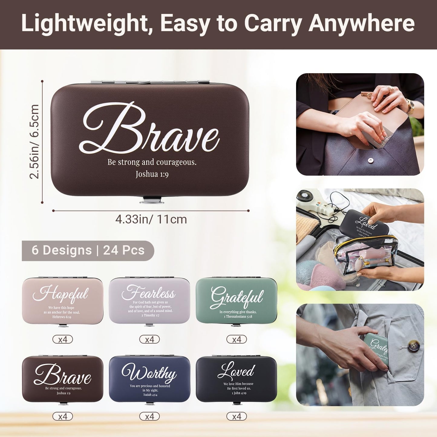 ElaraBerry 24 Set Christian Manicure Gift Set for Women Inspirational Bible Verse Stainless Steel Nail Clippers 7 in 1 Grooming Nail Kit Religious Appreciation Gift for Employee Teacher Mother Nurse