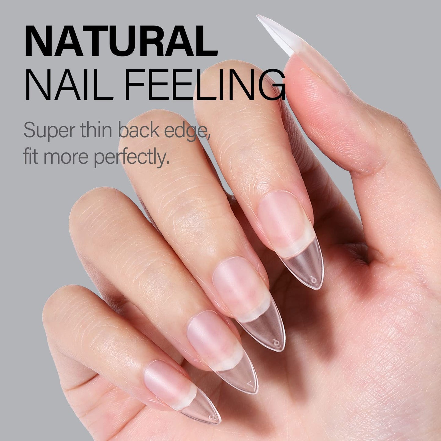 AILLSA Almond Full Cover Nail Tips Upgraded Matte Prefiled Gel Nails Tips False Gelly Press on Soft Nail Tip Medium Almond Shaped Nails for Nail Extensions DIY Holiday Gift (240Pcs 10 Sizes)