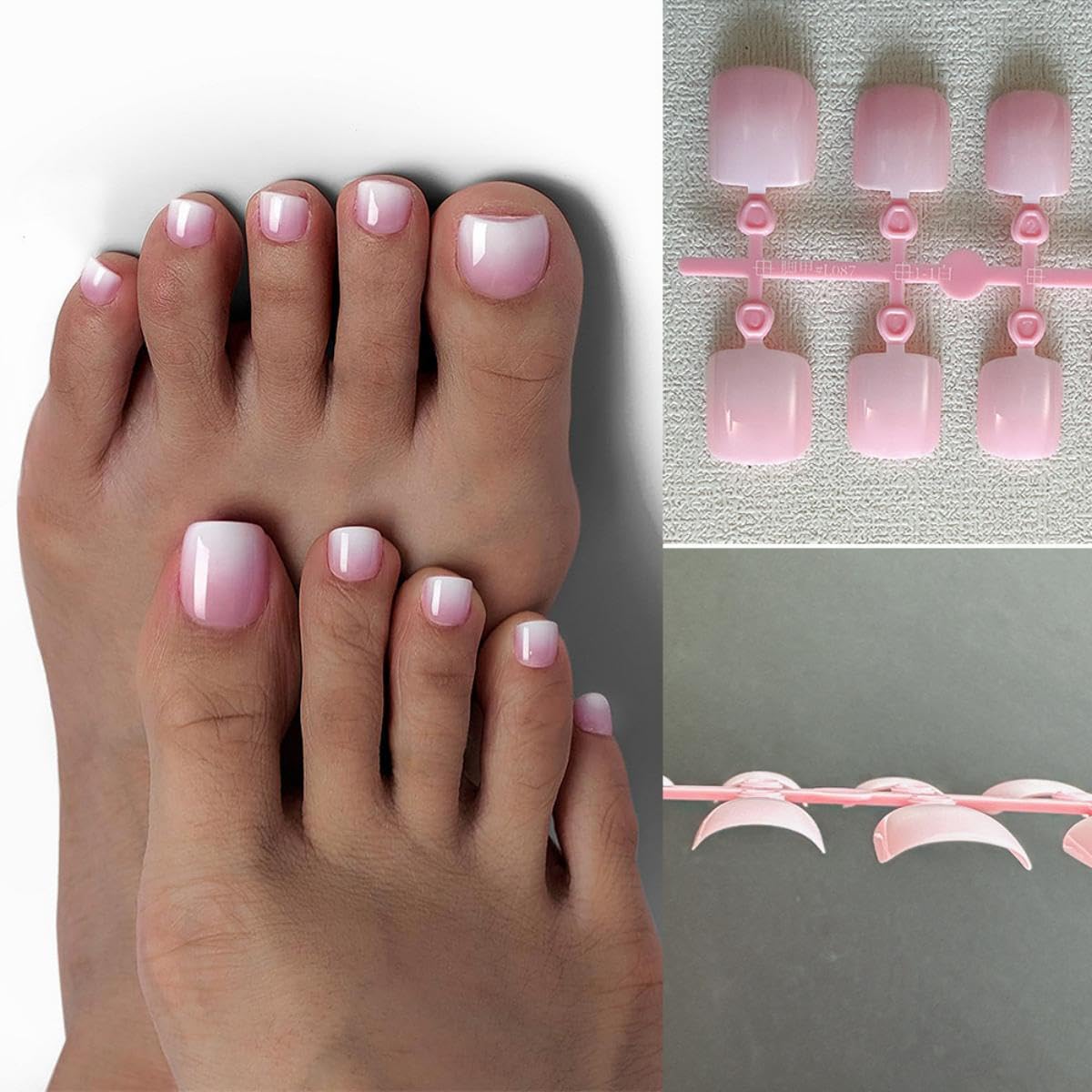 120Pcs Toe Nail Tips - Short White French Tip Toenail Press Ons,Pink Soft Gel Toe Nail Tips, Soak Off Press On Toenails Square Fake Toes for Women Girls Manicure No Glue Stickers 01…