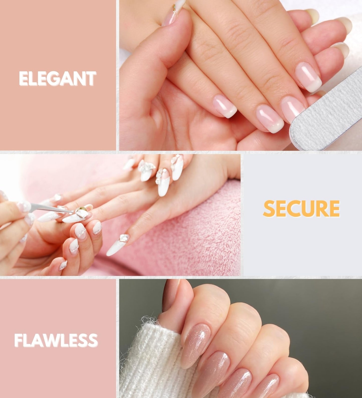 Press on Nails French Tip – 2x Mood Too Classy Marry Me Bundle with Nail Grip by EBIN NEW YORK – French Tip Press On Nails with Classic Manicure Style & Secure Hold for Lasting Wear Gift Set (3 Items)