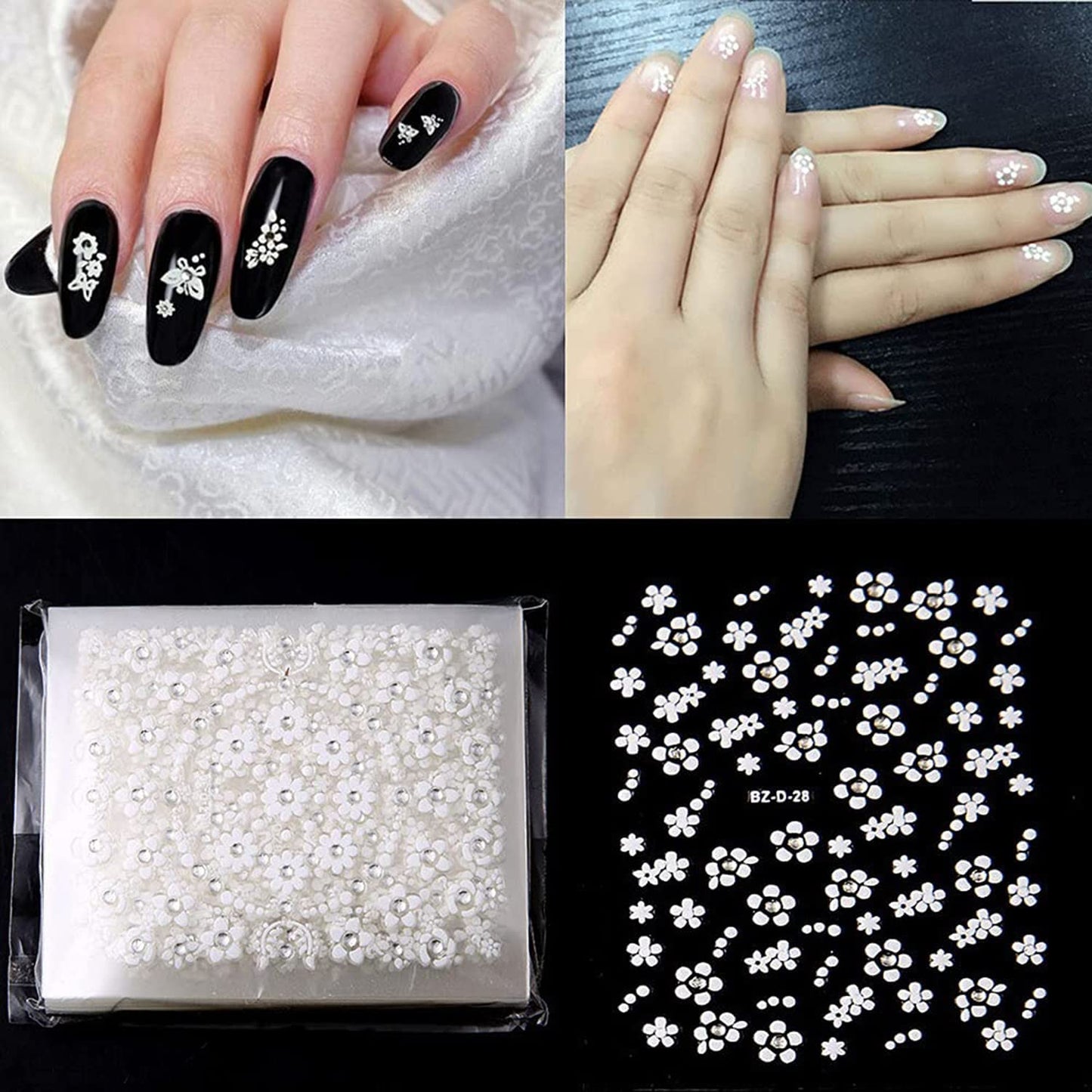 30 Sheets White Nail Stickers and 188 Sheets Colorful Nail Stickers
