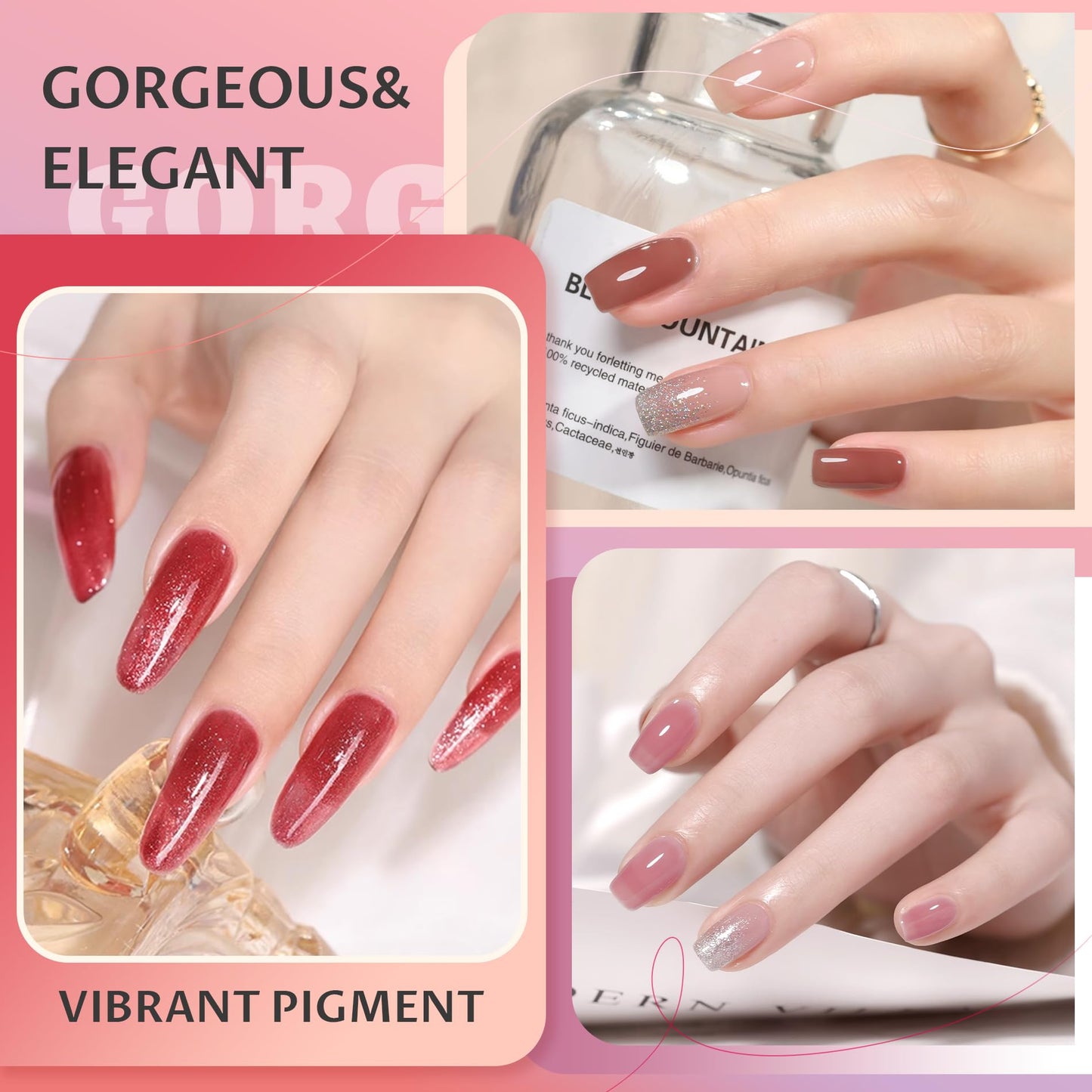 ABAC Solid Jelly Gel Polish Set-24 Colors Hema Free w/Dual Brush - Transparent Neutral Nude Pink & Nude Rich Red Brown Shades,Sheer Long-Lasting Gel Polish Kit(Salon-Quality & Hypoallergenic)
