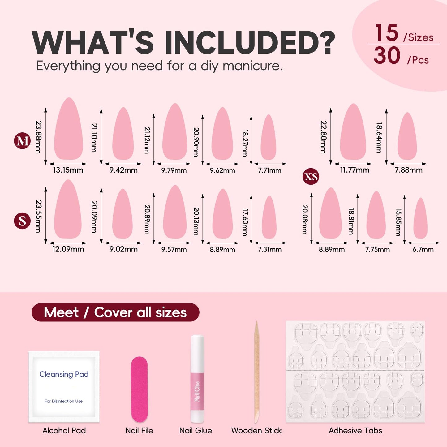 HOSAILY Chrome Polka Dot Press on Nails Medium Almond, 30pcs Handmade Nude Pink Glaze Aurora Fake Nails with Iridescent Shimmer Design, Glossy Elegant Pretty Daily Wear Valentine Press ons for Women