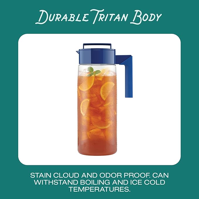 Takeya Airtight Pitcher - Everyday-Use Airtight Pitcher for Iced Tea & More - Clear Pitcher with Lid - Lightweight Kitchen Essential - Spill-Proof & Durable Kitchenware - 1 Quart, Black