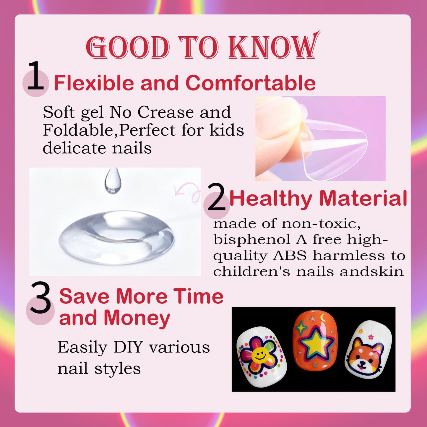 OPkssnails Short Kid Nail Tips,360Pcs Almond Soft Gel Nail Tips Pre-Shaped Press On Nails For Kids,Clear Acrylic Half Matte Full Cover Fake Nail For Kids DIY Extension & Salon Use12 Sizes