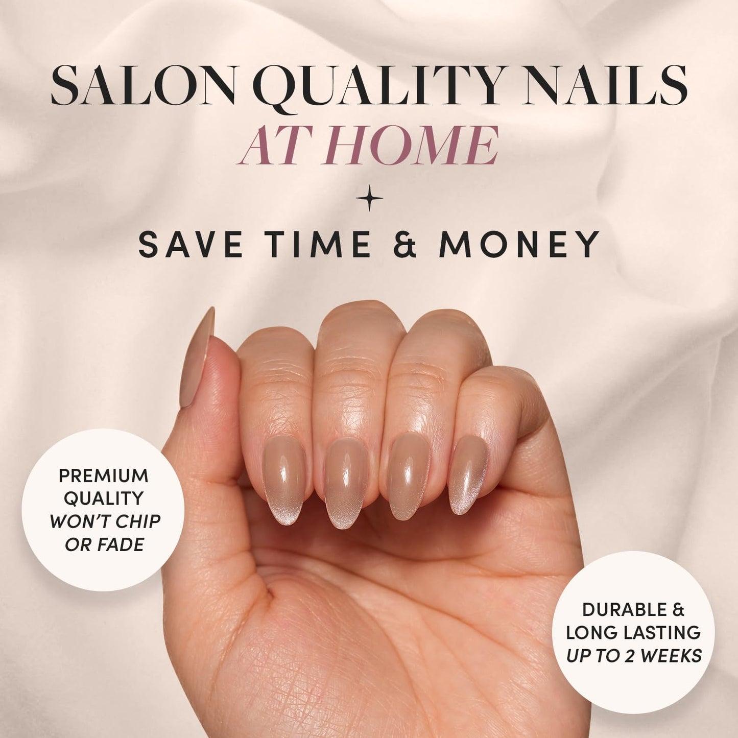 Glamnetic Press-On Nails Bundle - Honey Bun & Fall Mauve | Nude Velvet Sparkly Short Almond Fake Nails | Muted Blush Mauve Short Oval False Nails | Reusable, Salon-Quality Nail Kits