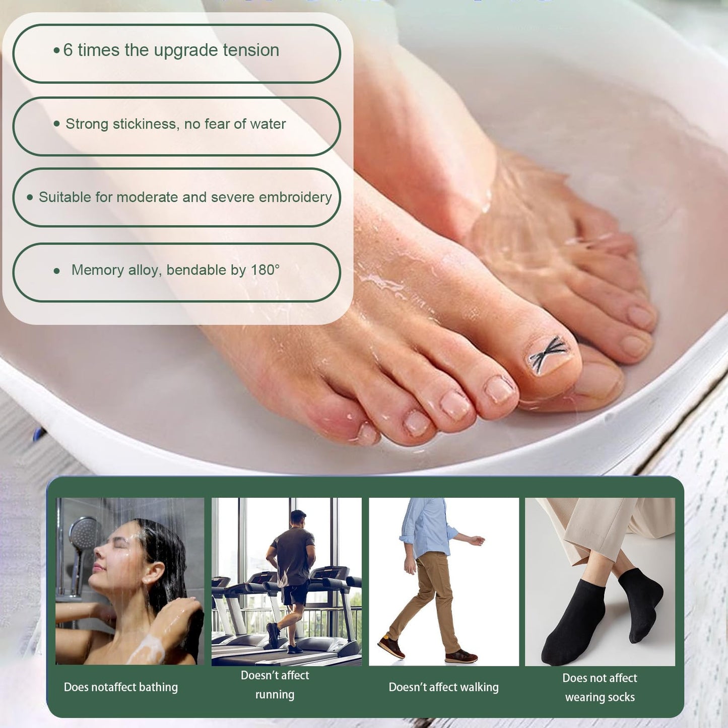Titanium Alloy Ingrown Toenail Treatment 3X Stronger Pulling Force, Nail Tools and Ingrown Toenail Repair Kit for Curved & Thick Nails, Professional Foot Care Solution for Men & Women (0.63/0.67 in)