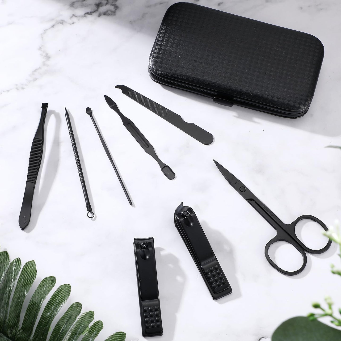 Lasnten 24 Set Valentine Manicure Set Bulk Nail Clippers Grooming Nail Kit Stainless Steel Professional Pedicure Tools Kit with Travel Case for Men Women Valentine's Day Gift(8 in 1,Red Black)