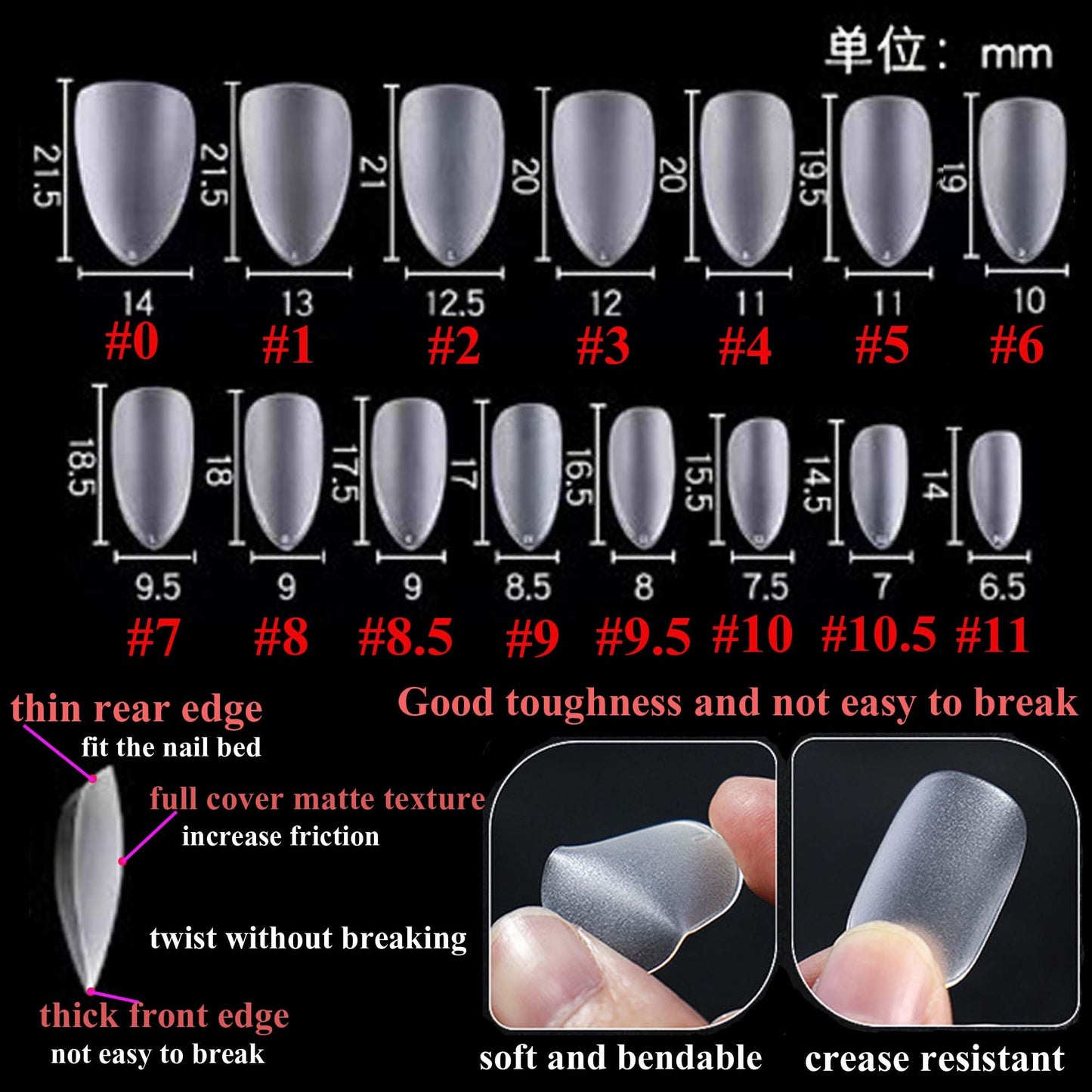 Almond Clear Gel X Nail Tips Kit, 510pcs Short Almond Gels x Tips Easy Extension Set 9 In 1 Nail Glue Mini UV Lamp Gel x Nail Kit Etch-X Nails Tip Full Cover Matte Tip, Gift For Women & Girls,15 Sizes