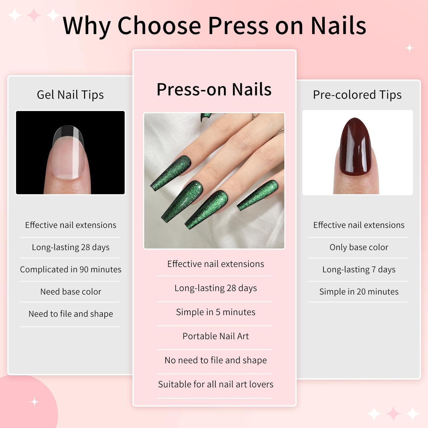 Dark Green Cat Eyes Press On Nails,12 Sizes - 24 Pcs Soft Gel Green Long Coffin Fake Nails Kit with Nail Glue, Natural Reusable Stick On False Nails for Women and Girls SK1042