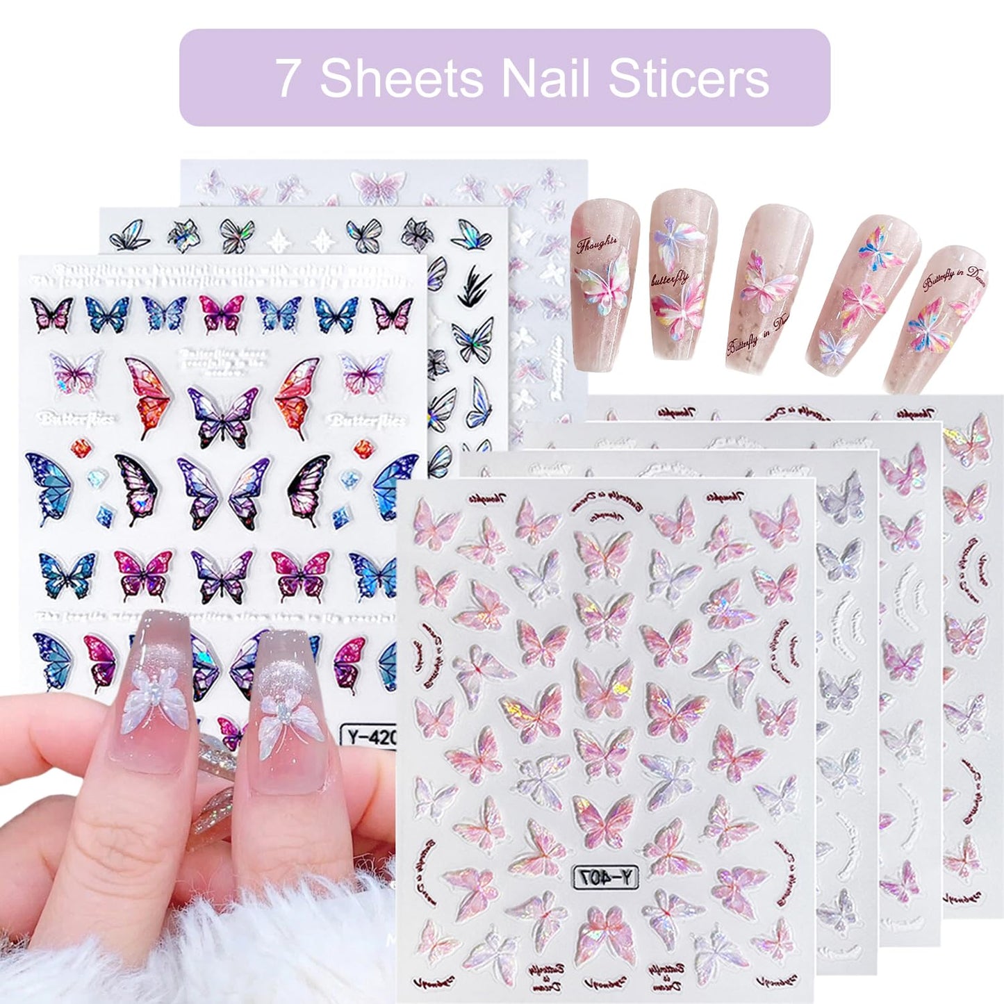 GZMAYUEN Nail Decoration Kits, Nail Charms, Nail Art Brushes Set, Nail Art Dotting Pens, Butterfly Nail Stickers, Rhinestones For Nails