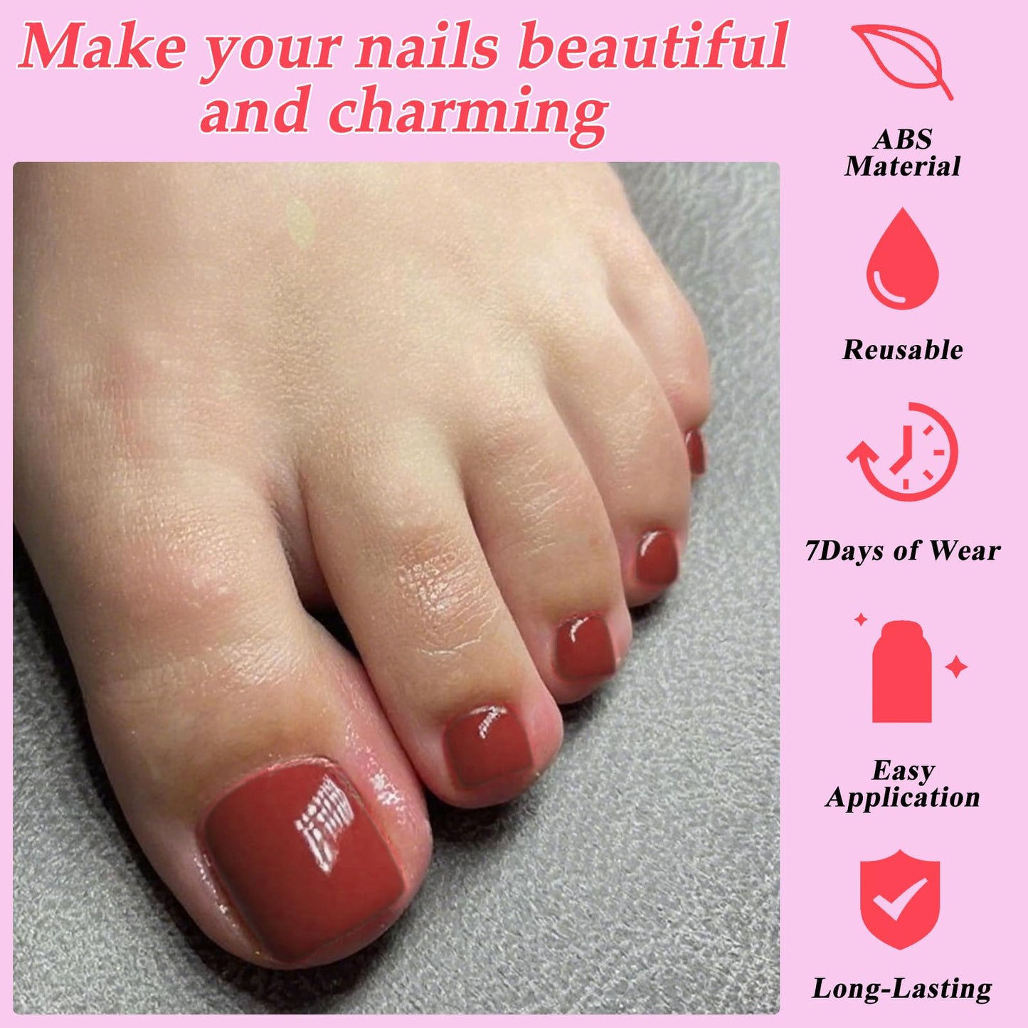 Lifextol 120PC Red Press on Toenails for Women Fake Toe nail Press ons Acrylic Toe Press on Nails Set, red Press on Toe Nails Press on Fake Toenails Press ons Acrylic Toe Nail Tips Kit&Glue Tab-O