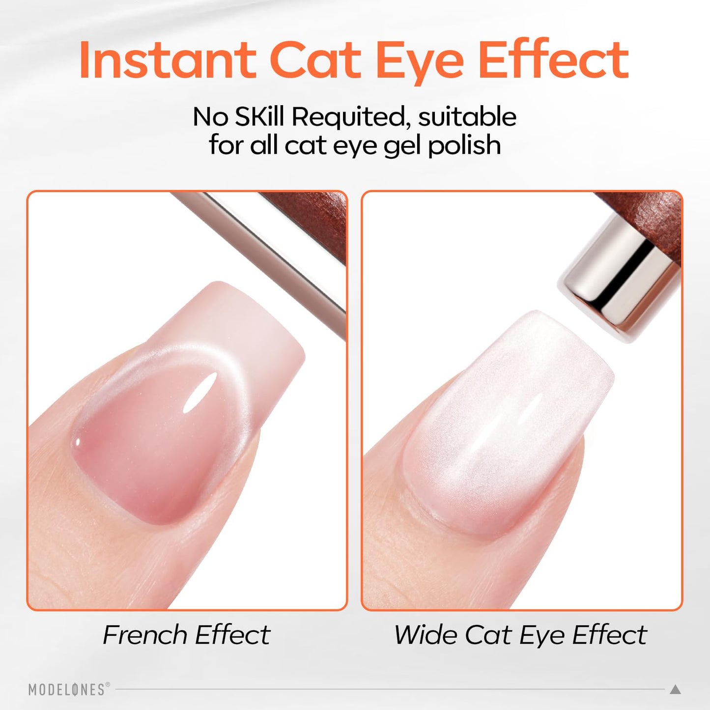 Modelones 3-in-1 Cat Eye Magnet, Double-Ended Cat Eye Magnet for Nails Multi-Function Nail Tool with Wide & Narrow Tips Strong Magnetic Stick for Cateye Gel Polish, DIY & Professional Salon Use