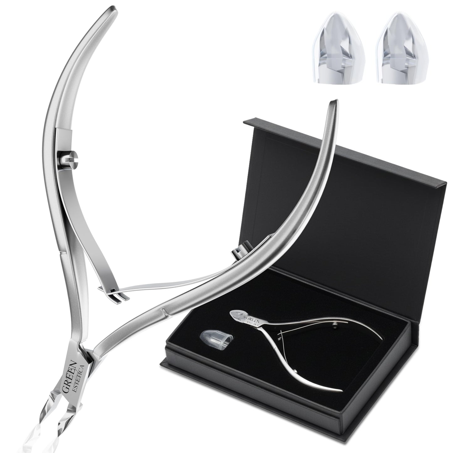 Professional Premium Cuticle Trimmer Stainless Steel Cuticle Nippers with Sharp 1/4 Jaw Blades Cuticle Clippers Double Spring Manicure Pedicure Nail Cuticle Remover Tool (Premium Silver)