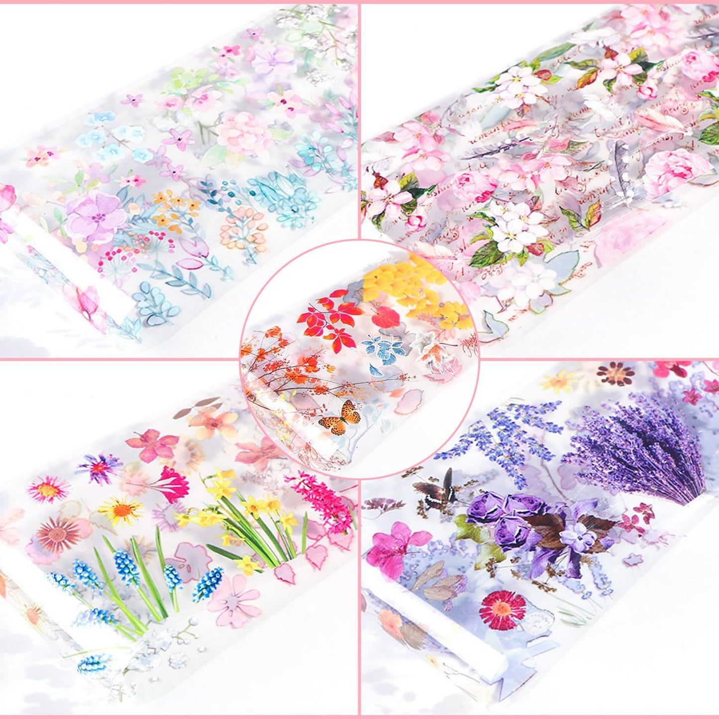 Maple Leaf Nail Foil Transfer Sticker Decals Fall Flowers Nail Art Foil Decals Holographic Autumn Lavender Designs Nail Art Supplies for Thanksgiving Day Women Nail Decorations Films 10 Sheets