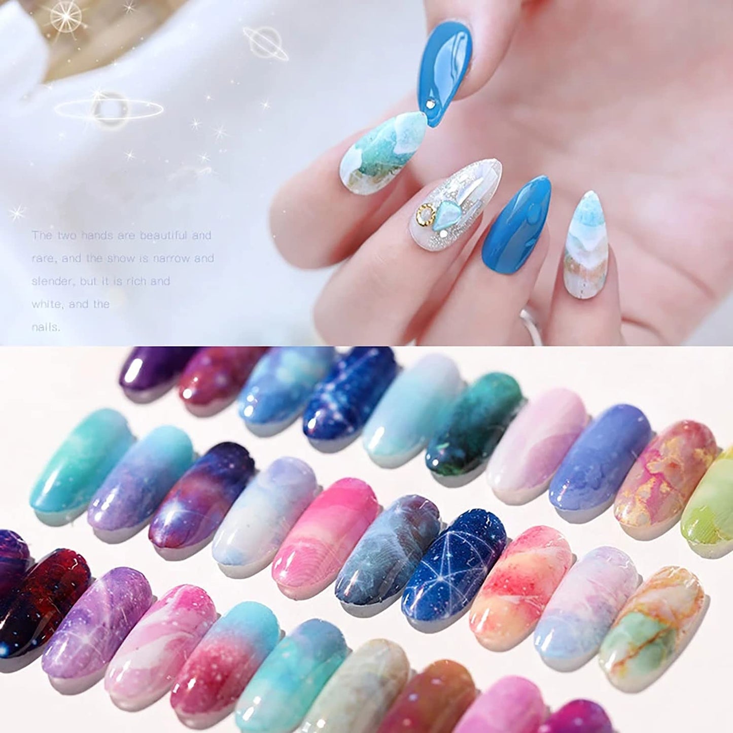 Nail Foil Transfer, DANNEASY 20 Roll Marble Nail Foils Starry Sky Holographic Naisl Art Stickers Decal Iridescent Foil for Nails Design for Women Girls