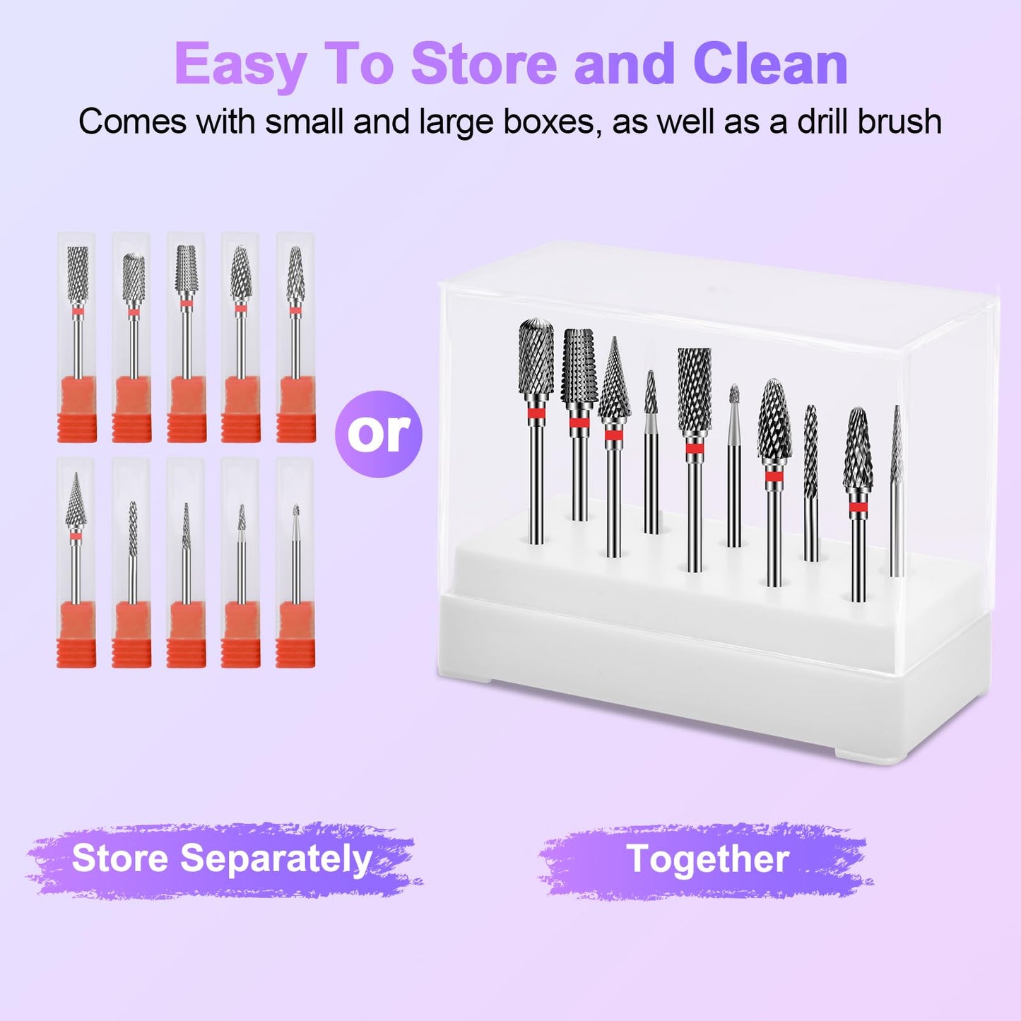 Diesisa 10PCS Nail Drill Bits Set - Tungsten Carbide Nail Bits for Acrylic Nails - 3/32" Shank Drill Bits Professional Electric Nail Bits For Nail Drill - Removal Bit Nail Drill for Home Salon-Red