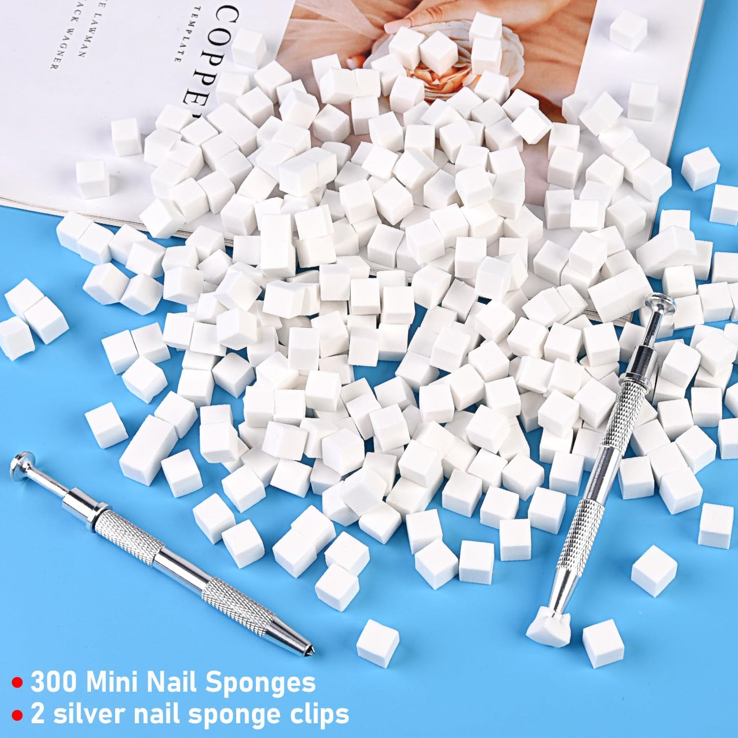 300PCS Soft Sponges for Ombre Nail Art With 2PCS Grabbing Pen - Gradient and Manicure Accessories, Professional Supplies for Brush and Nail Art