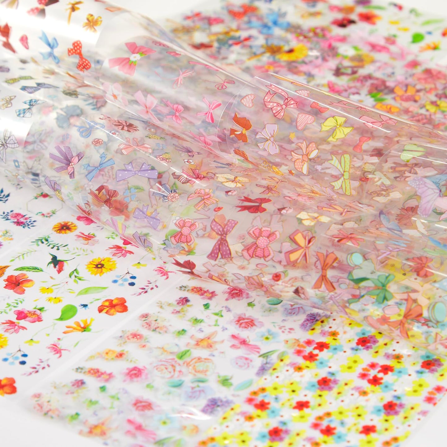 JERCLITY 300 Sheets Nail Foil Transfer Stickers Set Nail Foils Transfer Art Marbling Flower Butterfly Lace Aurora Iridescence Design for Women Girls Decoration