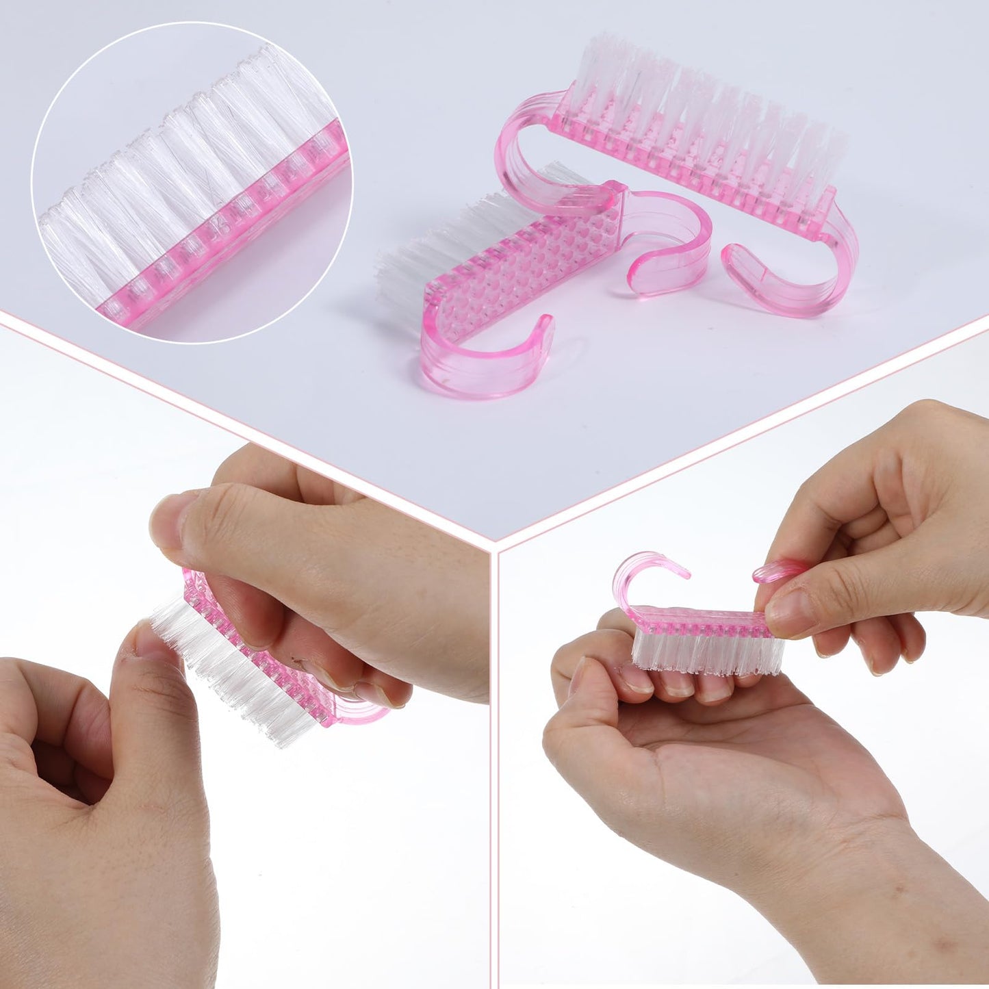 300 Pcs Handle Grip Nail Brush Bulk, 5-Color Nail Scrub Brushes for Toes and Fingernails Cleaner, Pedicure & Manicure Scrubbing Kit for Men and Women