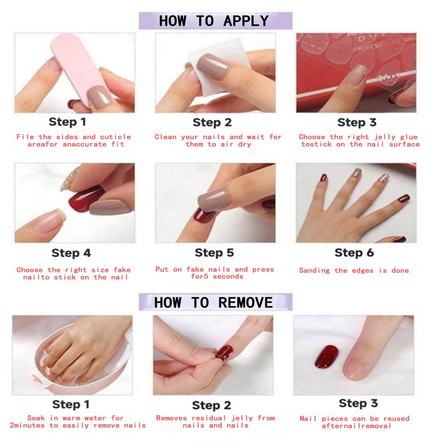 Medium Square Handmade Press on Nails Red White Star & 3D Lips Embellishment Luxury Thick Acrylic Fake Nails 3D Rhinestone Nails Press Ons Stick on Nail for Women 10Pcs (Size M)
