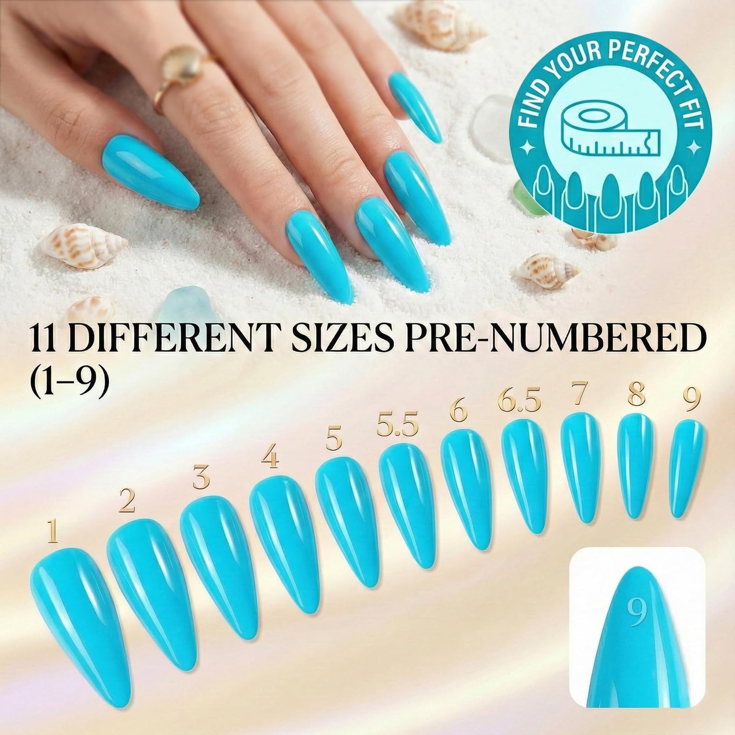 whisrvival 576 Pcs Long Almond Press On Nails, 24 Colors Glossy False Nails Full Cover Fake Nail Tips with Adhesive Tabs & 10 Nail Stickers for Woman DIY Nail Art Practice & Daily Wear