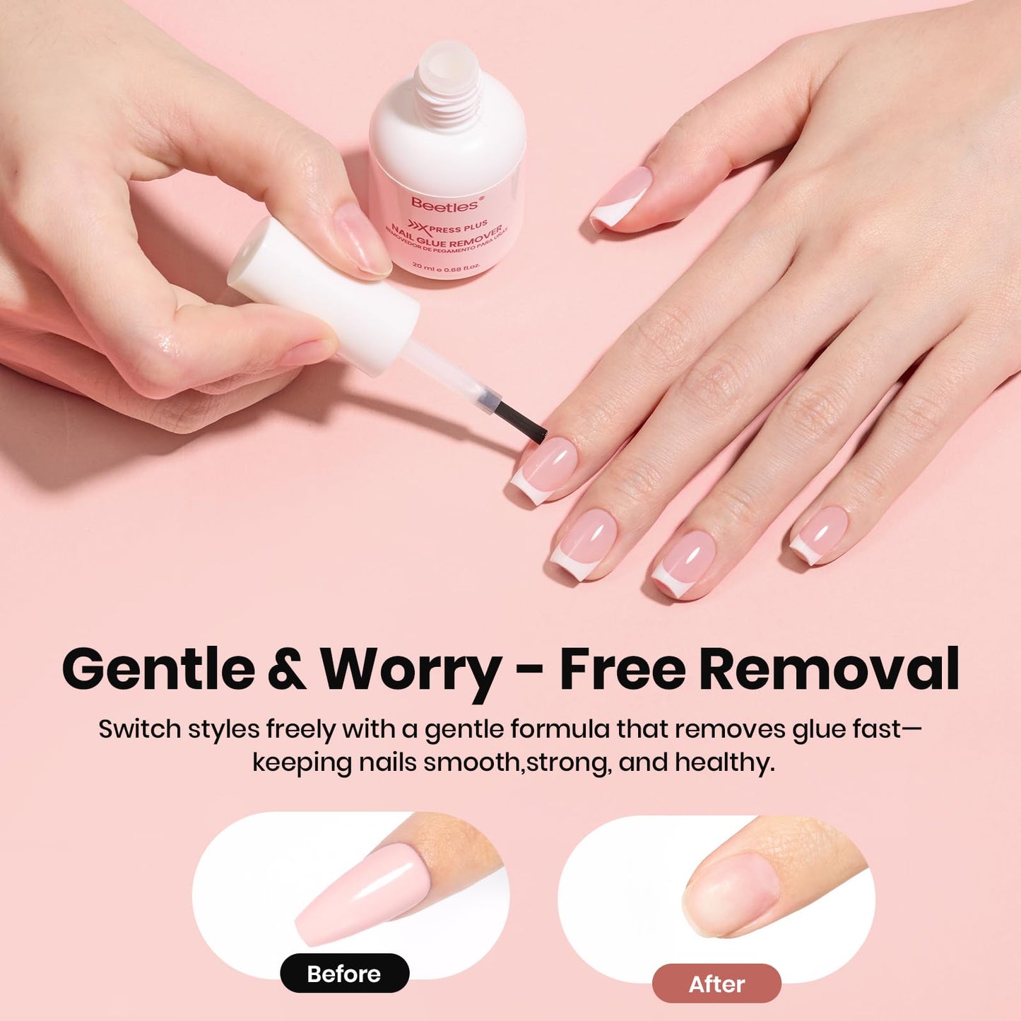 Beetles Fast Dry Nail Glue, Builder Top Coat & Remover Set, Strong Hold & High Shine for Press-On Nails and French Tips, DIY Gift for Women