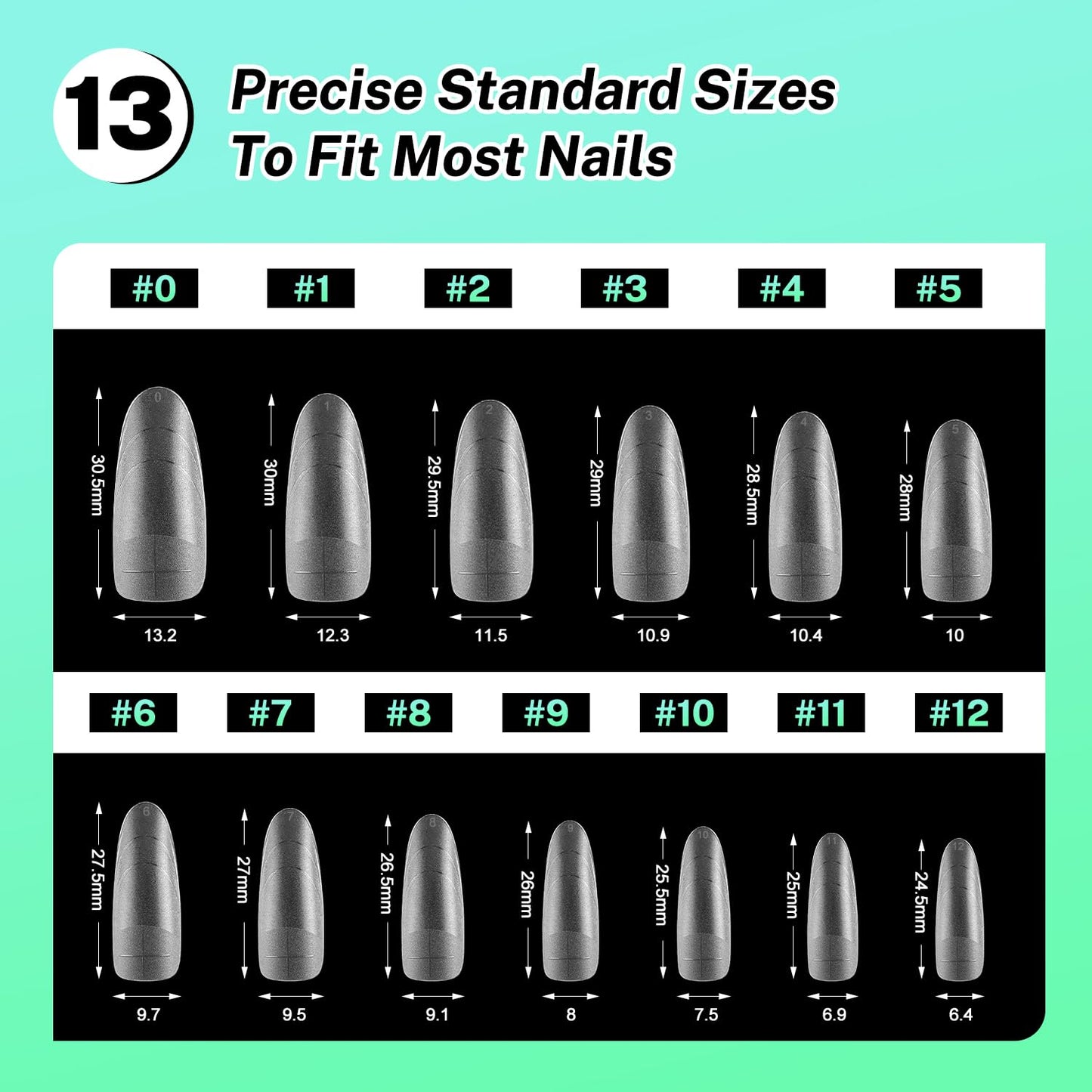 JODSONE Oval Fake Press on Nails Pre-shape Round Gel for Full Cover Acrylic Round Oval Full Nail Tips 12 Sizes 360Pcs for DIY at Home