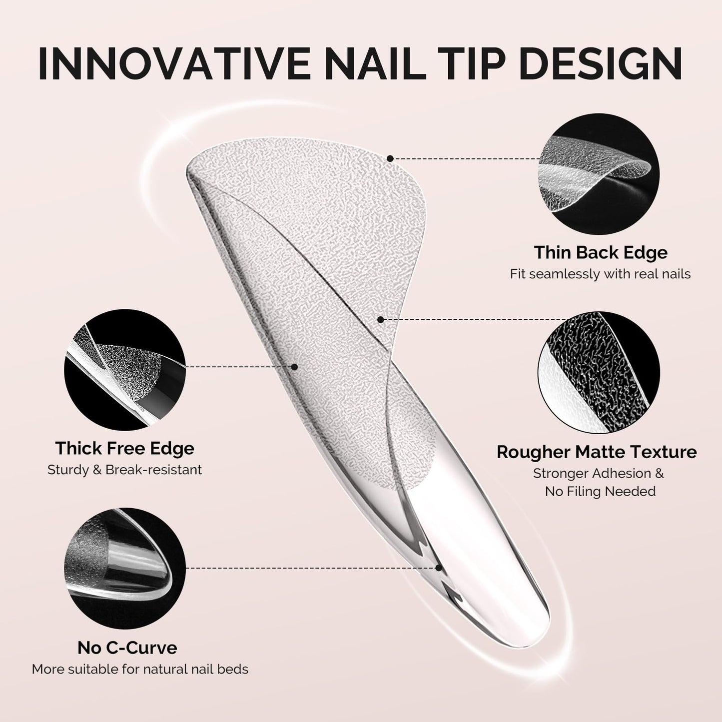MelodySusie Long Ballerina X Nail Tips - 600Pcs Clear Acrylic, Half Matte Full Cover Press on Nails for DIY Extension & Salon Use, 12 Sizes Pre-Shaped for Long-Lasting Manicure
